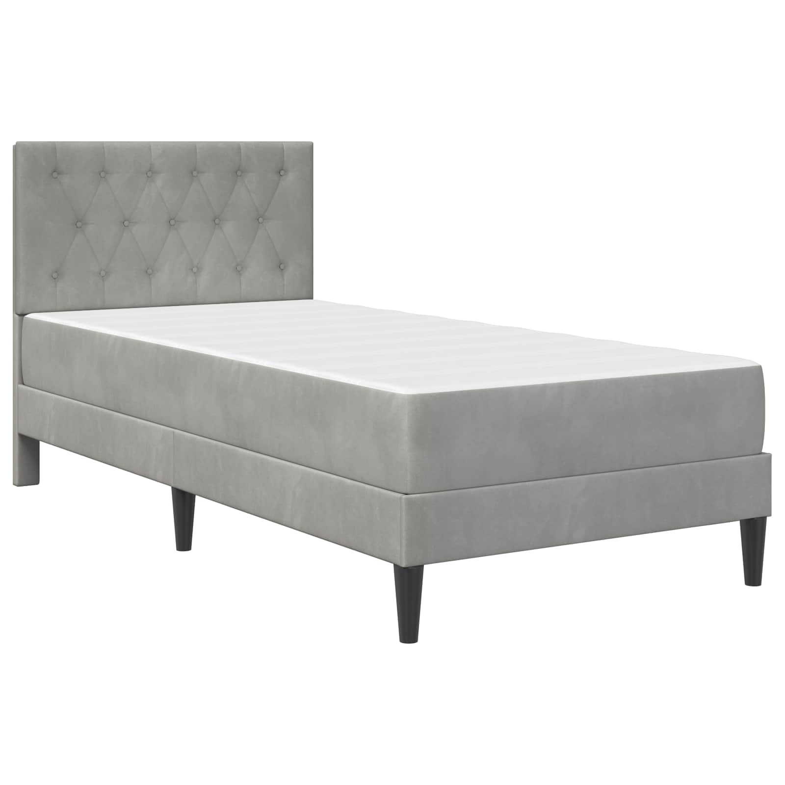 Okvir kreveta s madracem Svijetlo siva 100 x 200 cm Baršun