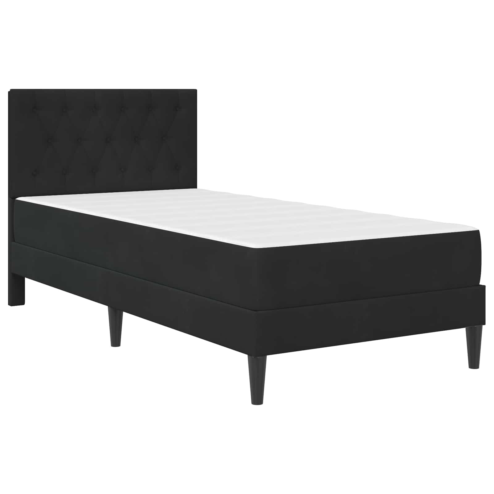 Okvir kreveta s madracem s uzglavljem Crna 100 x 200 cm Baršun