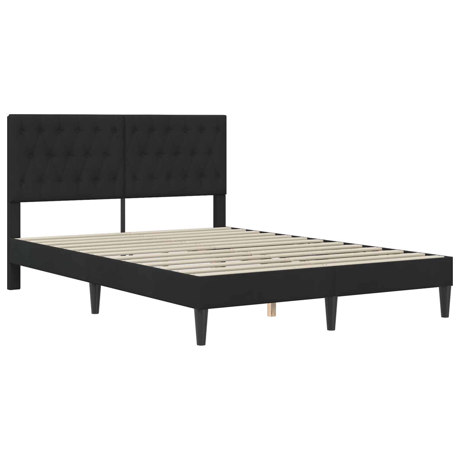 Okvir kreveta s madracem s uzglavljem Crna 140 x 190 cm Baršun