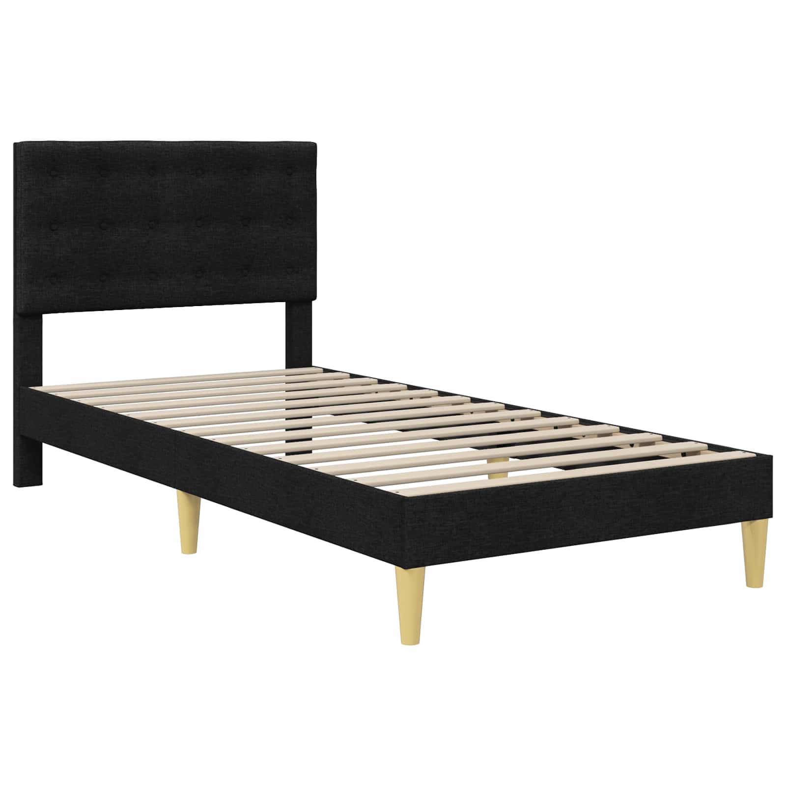 Okvir kreveta s madracem s uzglavljem Crna 90 x 190 cm tkanina