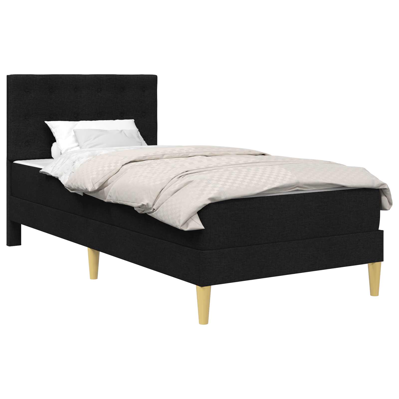 Okvir kreveta s madracem s uzglavljem Crna 90 x 200 cm tkanina
