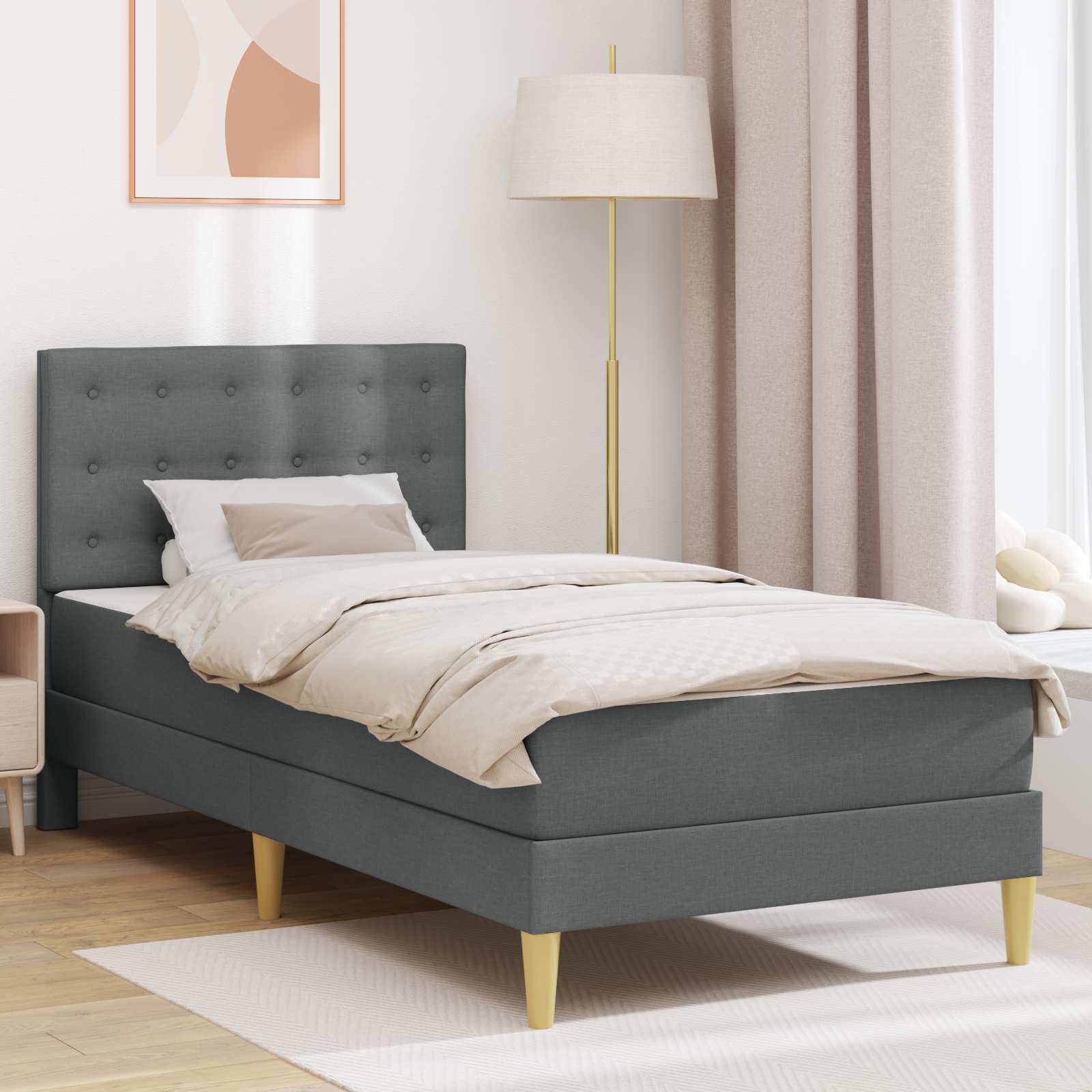 Okvir kreveta s madracem Tamno siva 100 x 200 cm tkanina