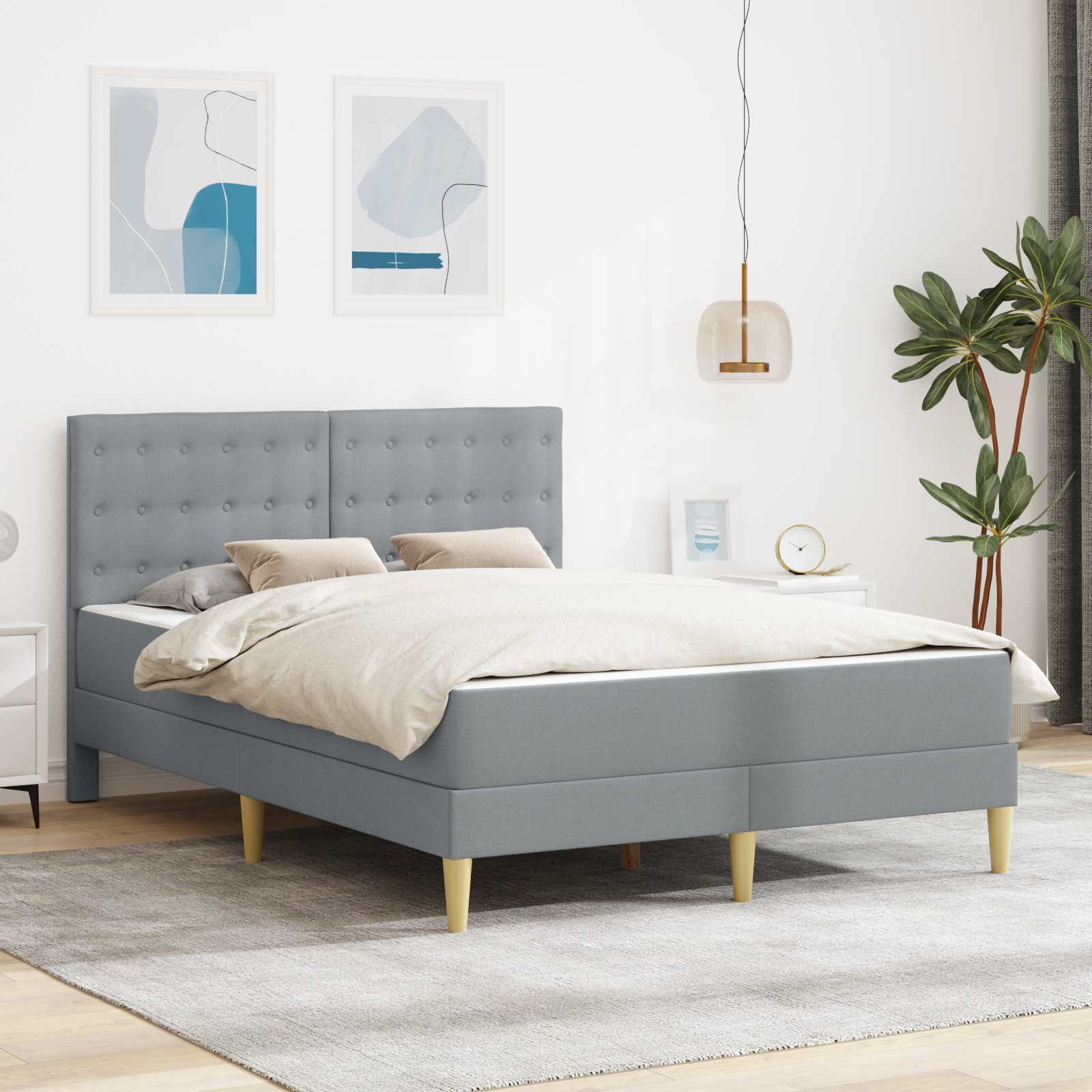 Okvir kreveta s madracem Svijetlo siva 120 x 190 cm tkanina