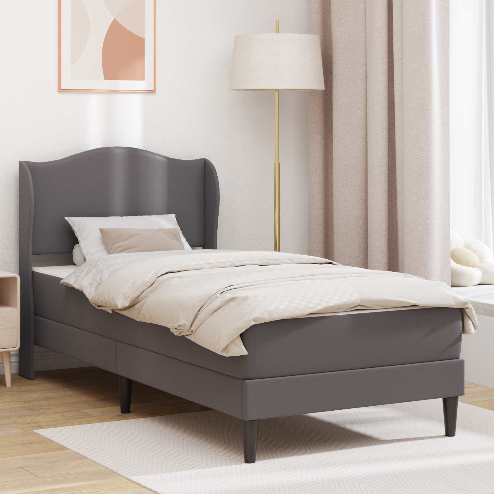 Krevetna konstrukcija Siva 90 x 200 cm Umjetna koža