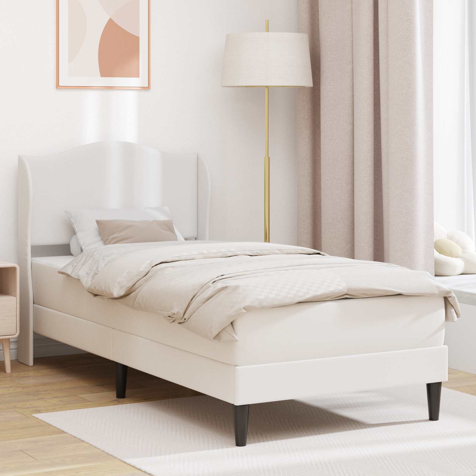 Krevetna konstrukcija Bijela 90 x 200 cm Umjetna koža