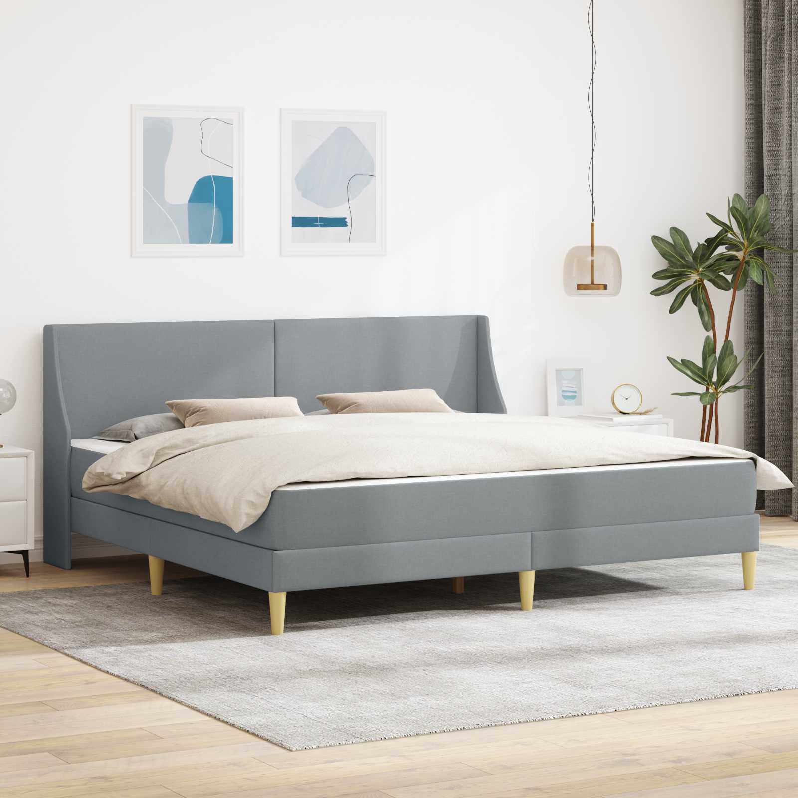 Okvir kreveta s madracem Svijetlo siva 180 x 200 cm tkanina