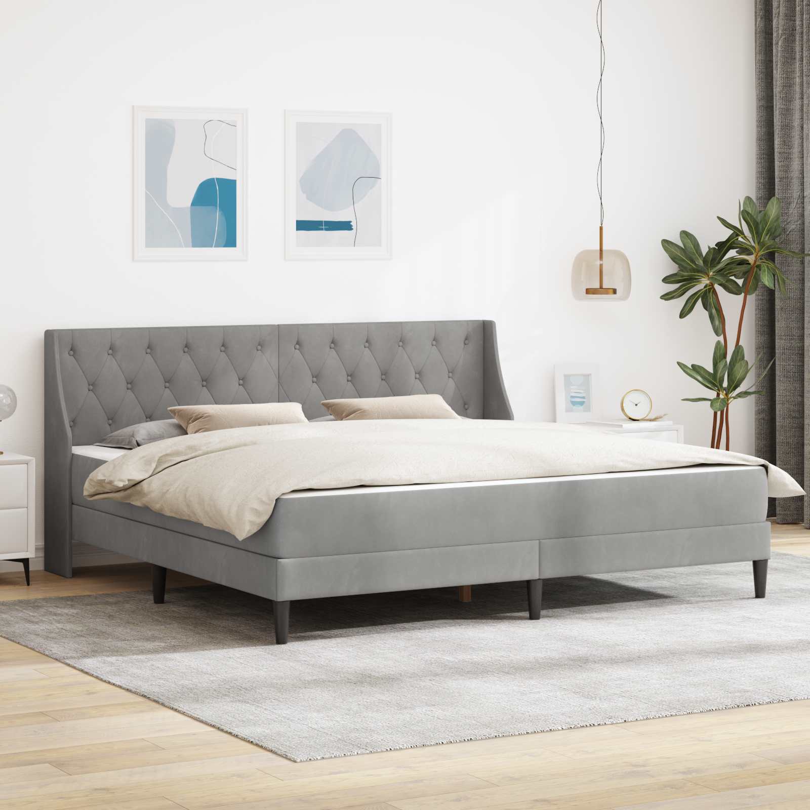 Okvir kreveta s madracem Svijetlo siva 180 x 200 cm Baršun