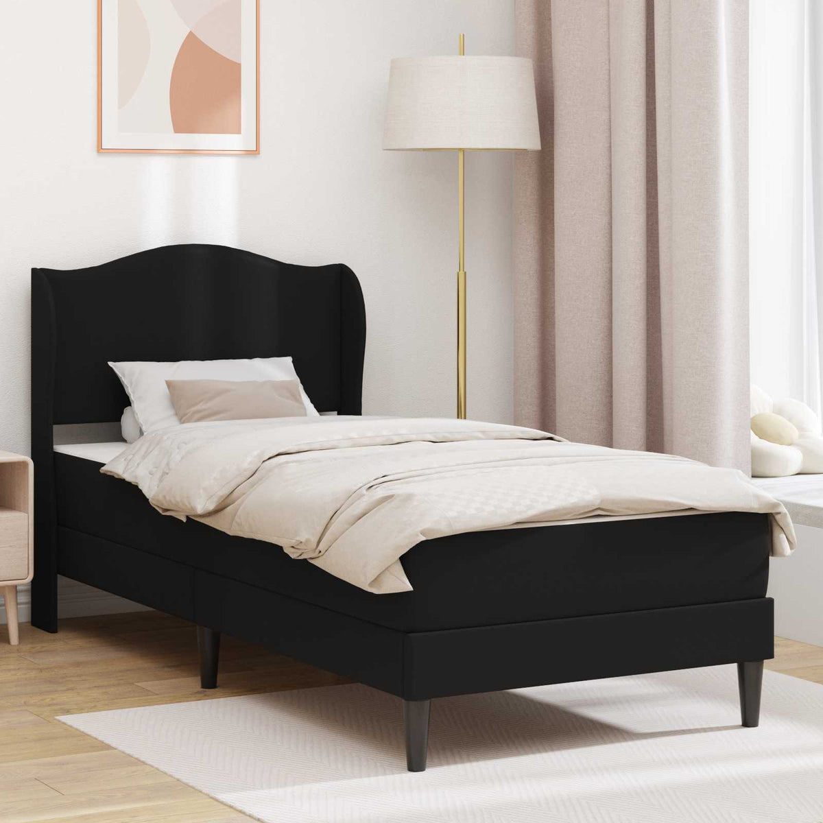 Krevetna konstrukcija Crna 90 x 190 cm Umjetna koža