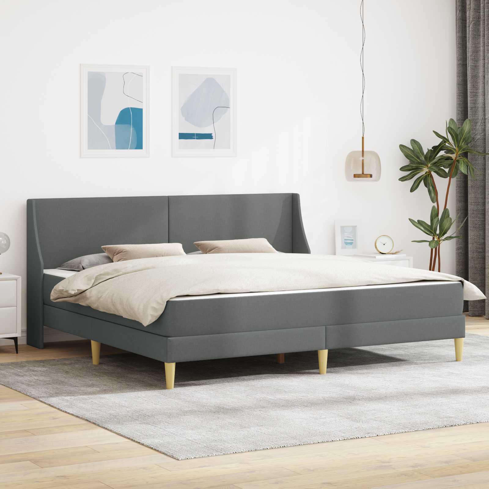 Okvir kreveta s madracem Tamno siva 180 x 200 cm tkanina