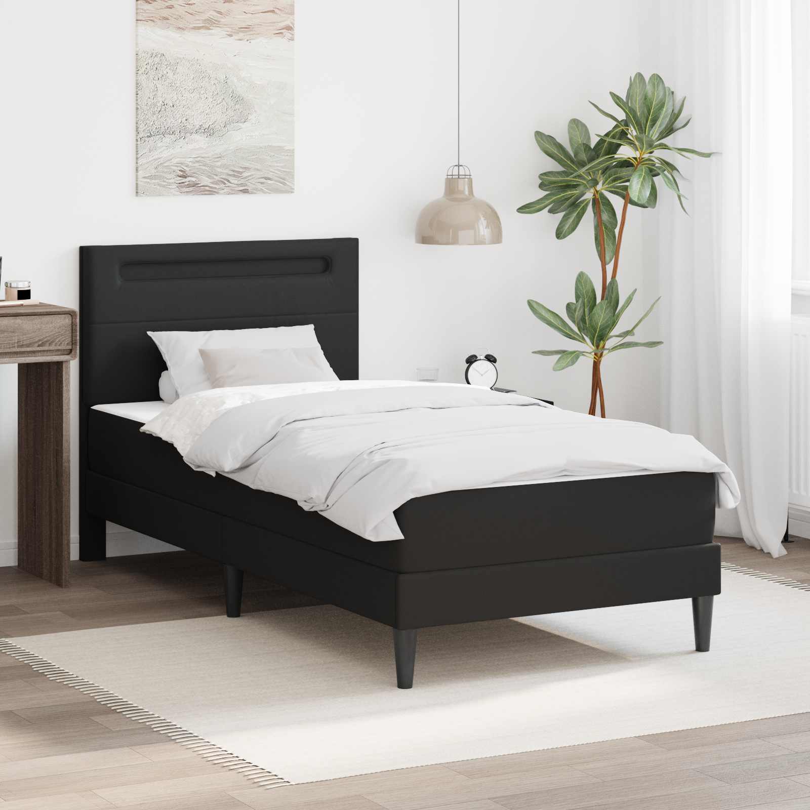 Krevetna konstrukcija Crna 90 x 190 cm Umjetna koža