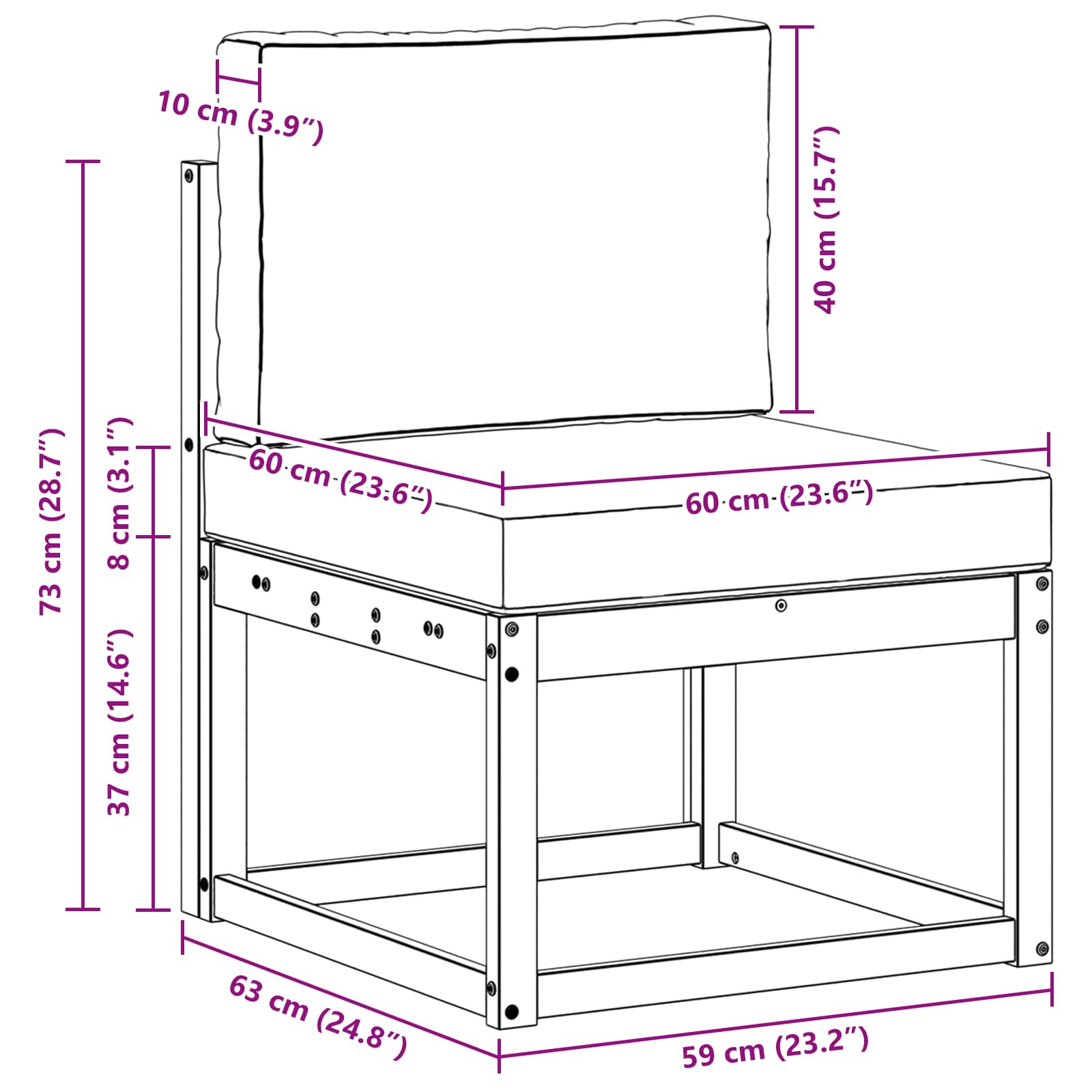 Set vanjskih sofa Bijela i antracit 59 x 63 x 73 cm