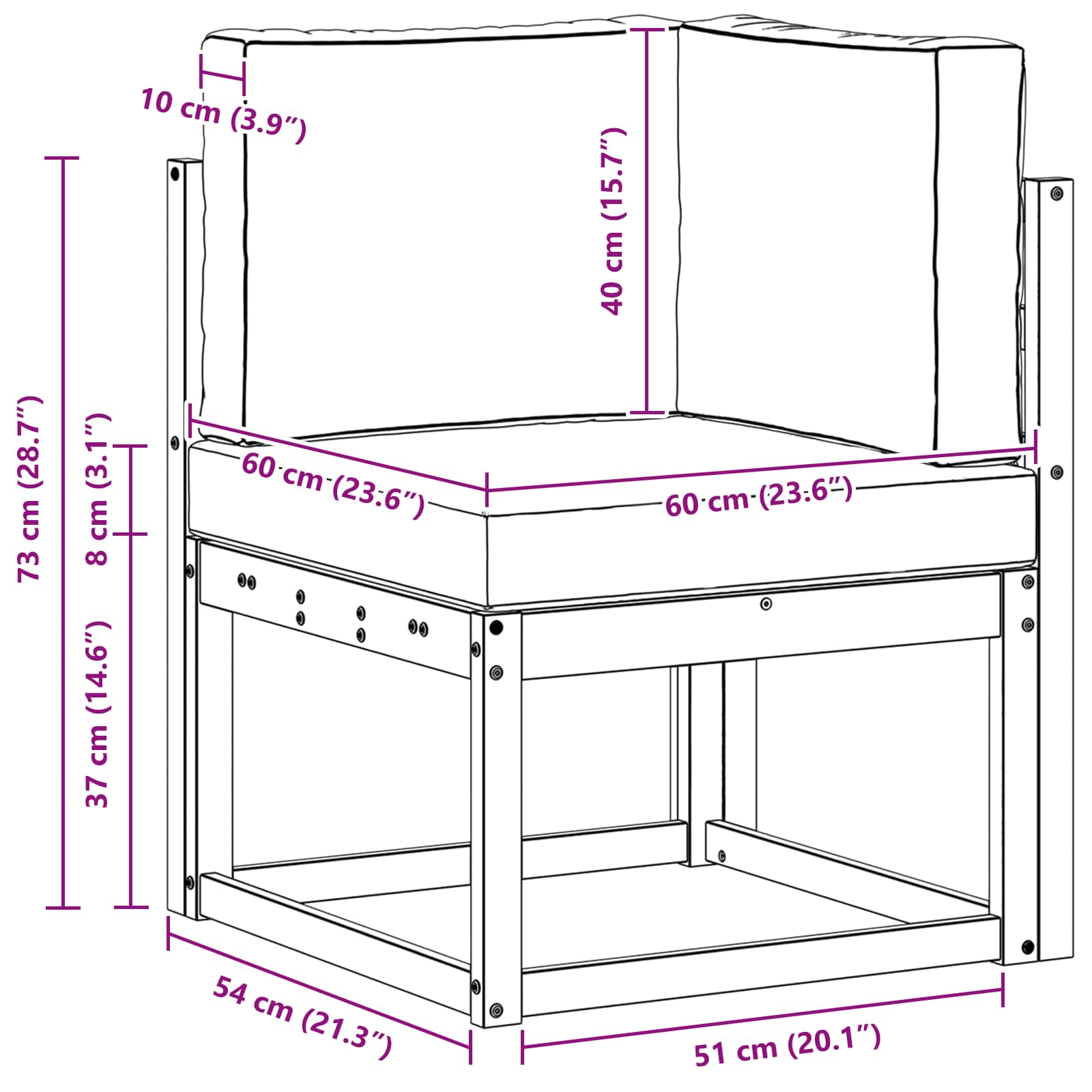 Set vanjskih sofa Bijela i svjetlosiva 51 x 54 x 73 cm