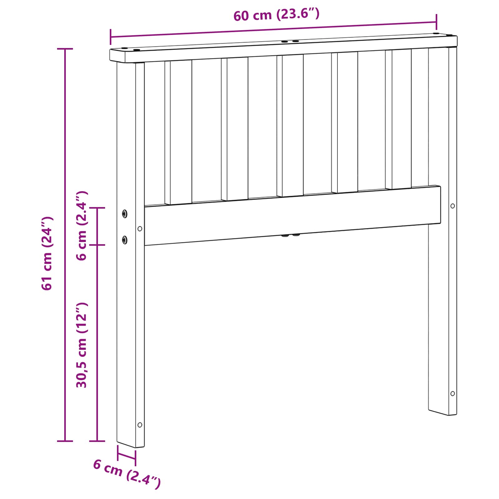 Modul naslona za ruke 2 pcs Bijela 60 x 6 x 61 cm
