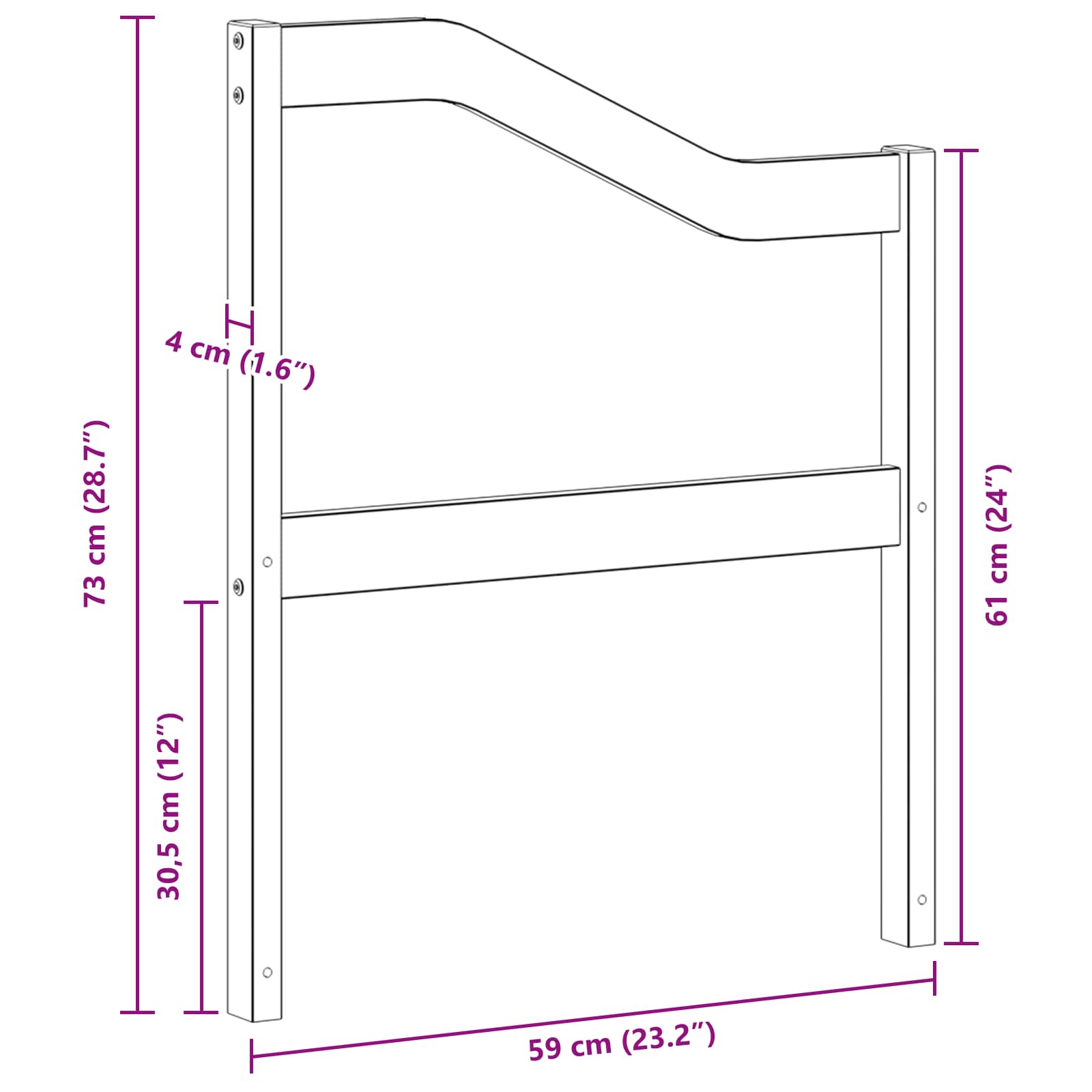 Modul naslona za ruke 2 pcs Bijela 59 x 4 x 73 cm