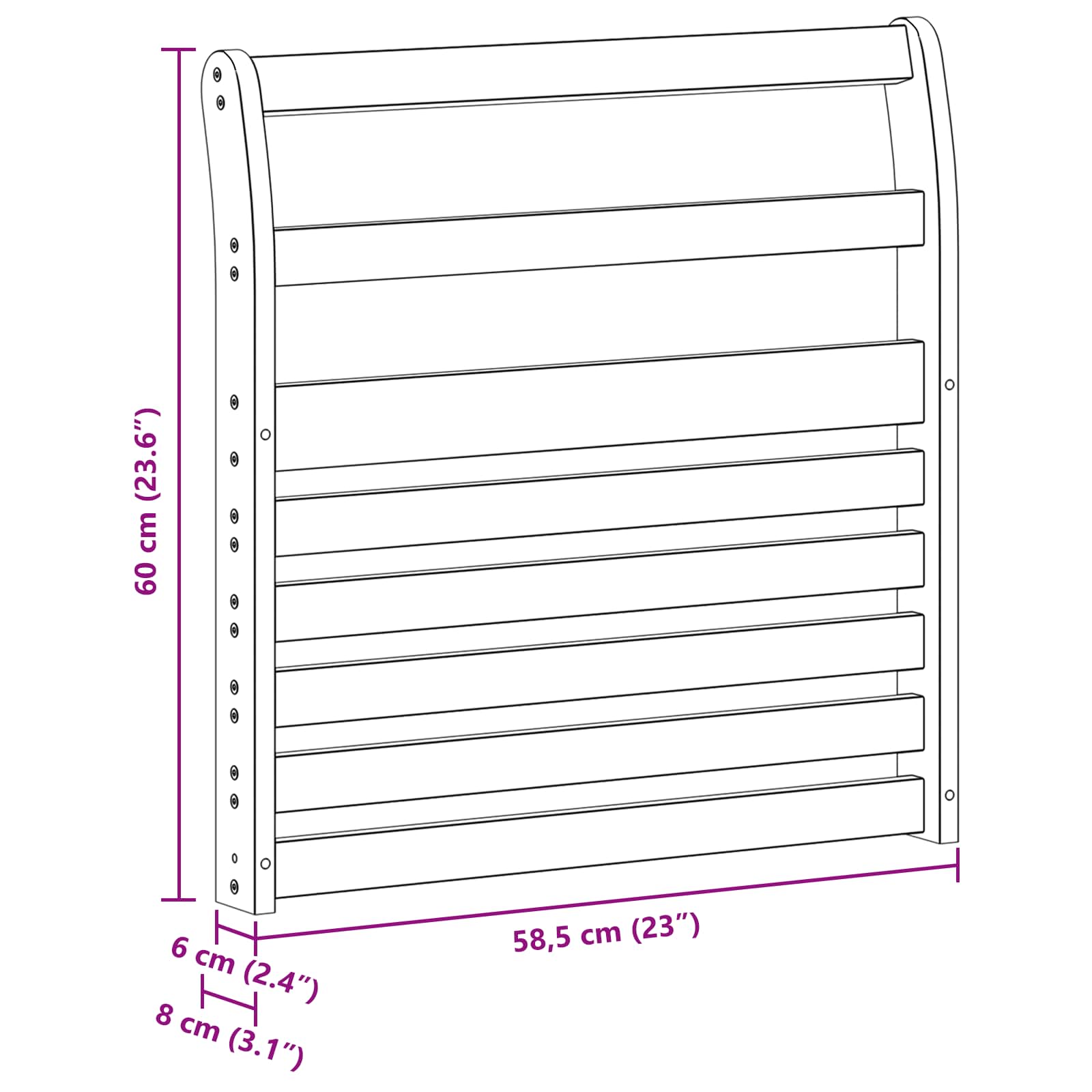 Modul naslona za ruke 2 pcs Bijela 58,5 x 8 x 60 cm