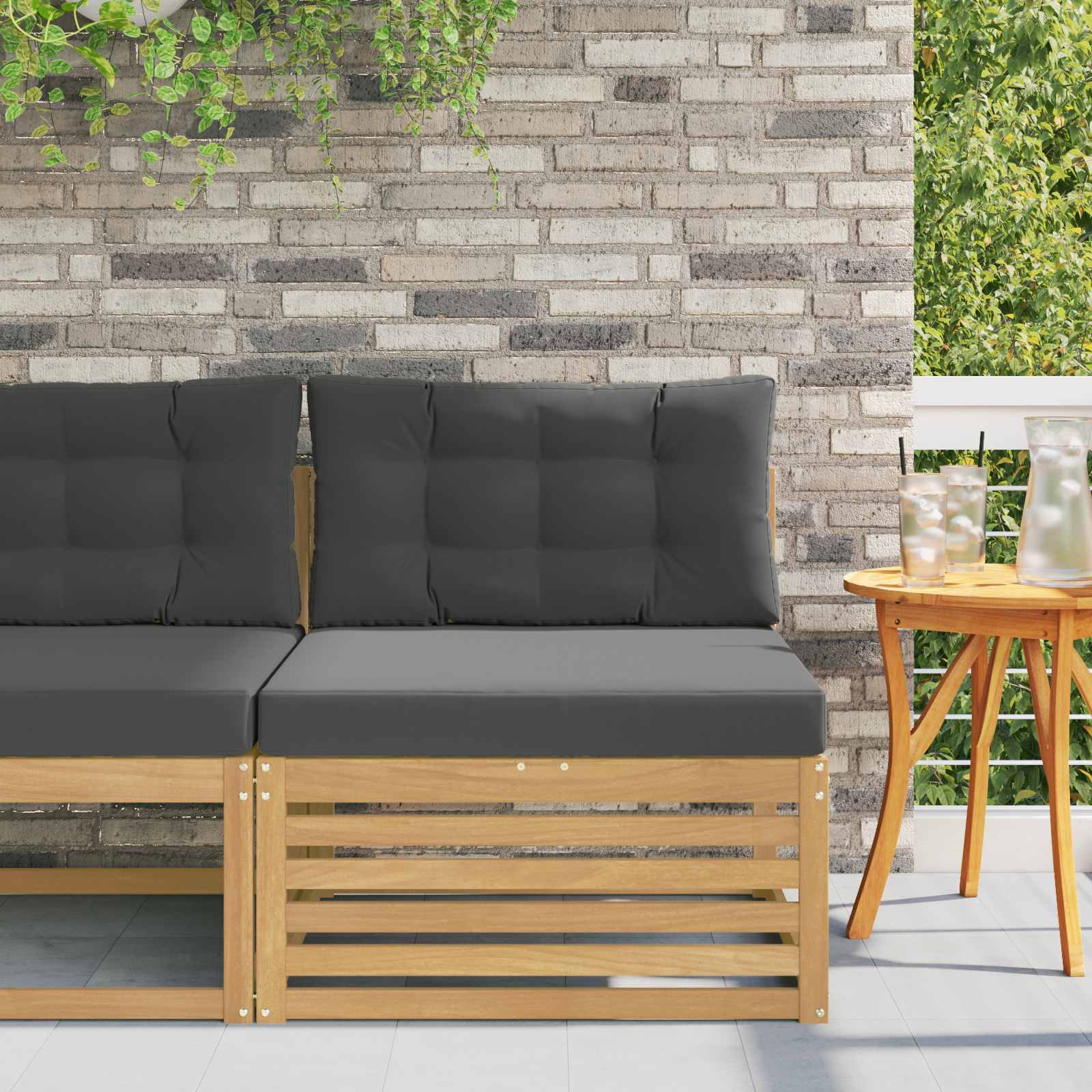 Srednja sofa za van Čvrsto drvo akacije Bijela
