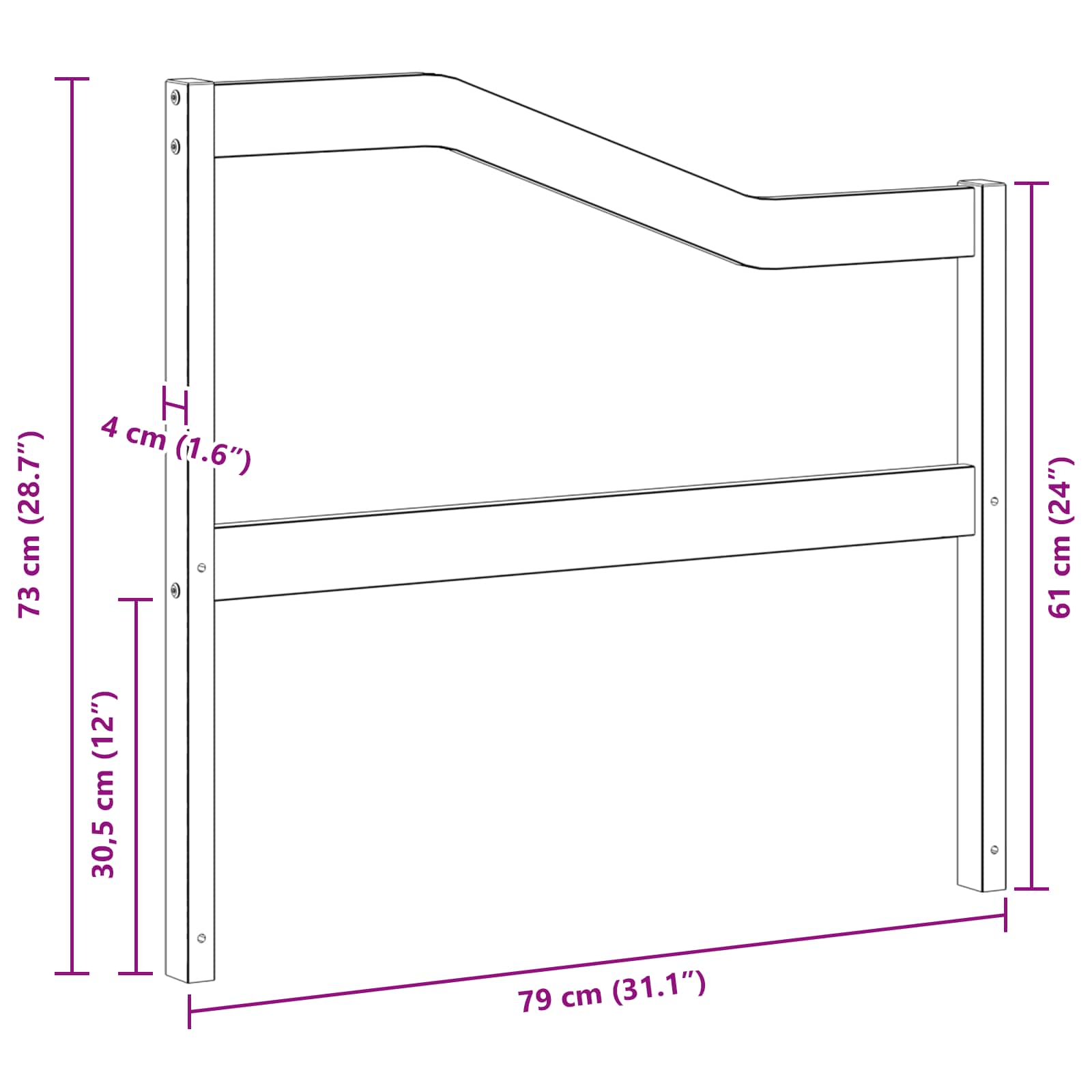 Modul naslona za ruke 2 pcs Bijela 79 x 4 x 73 cm