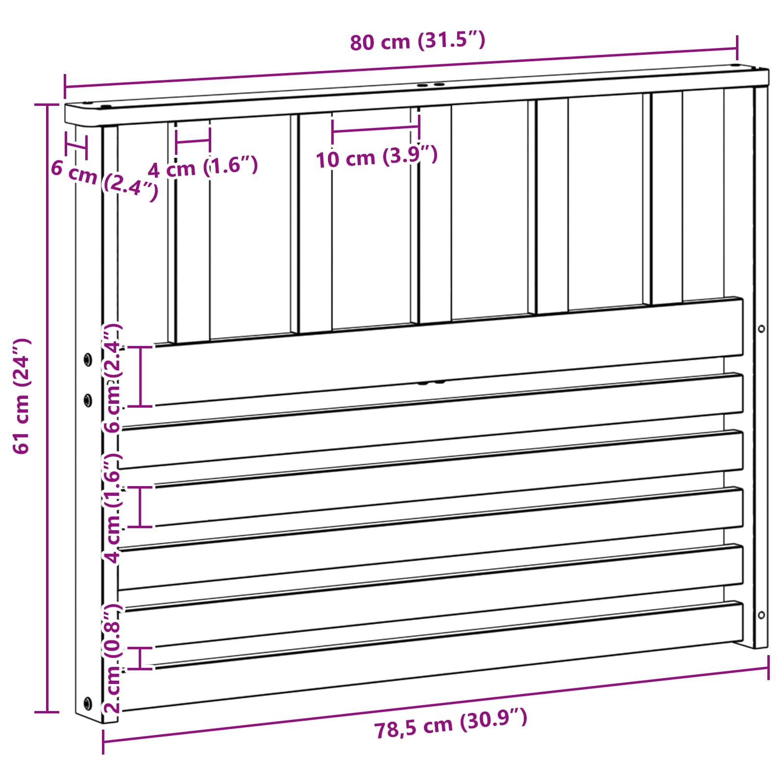 Modul naslona za ruke 2 pcs Bijela 80 x 6 x 61 cm