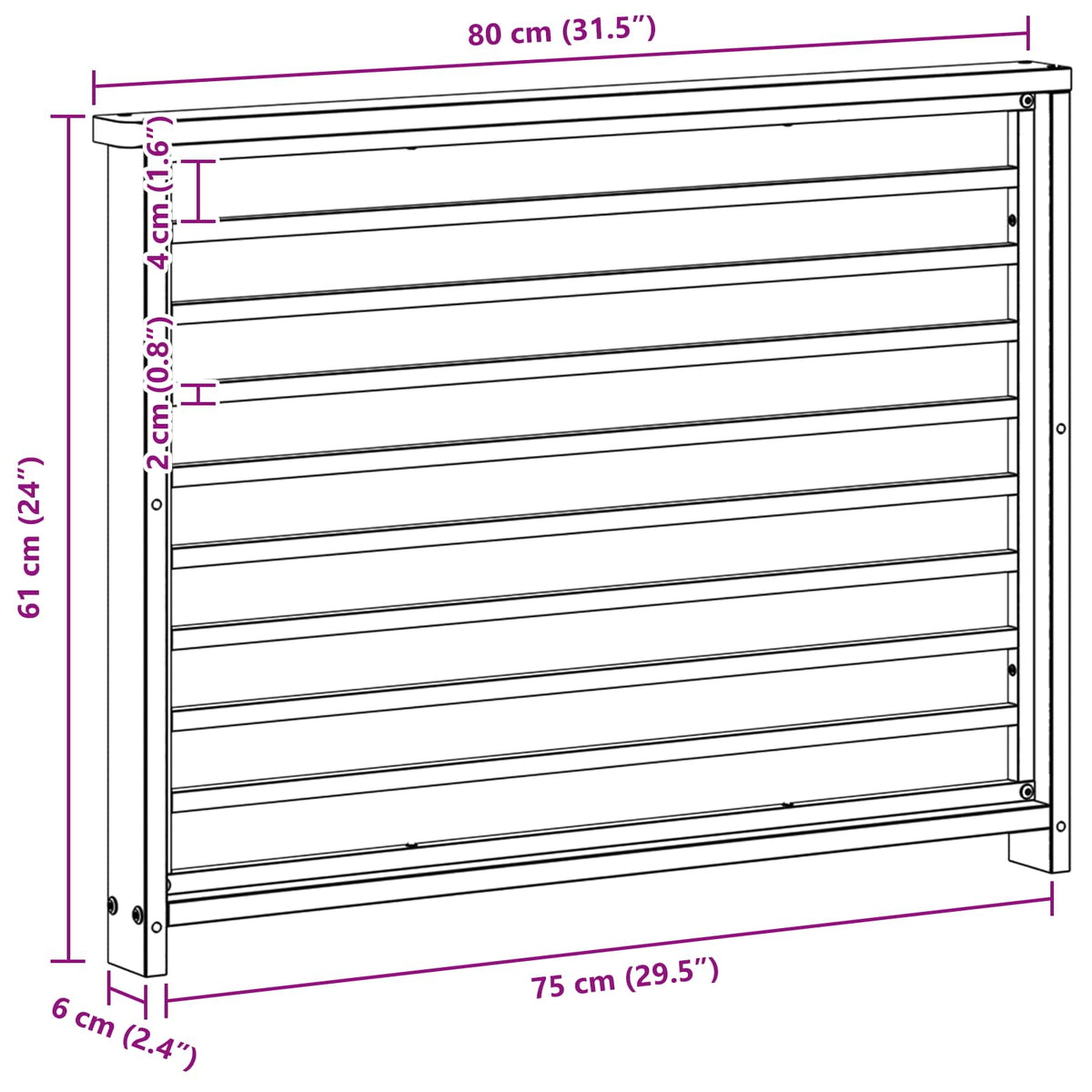 Modul naslona za ruke 2 kom. Bijela 80 x 6 x 61 cm