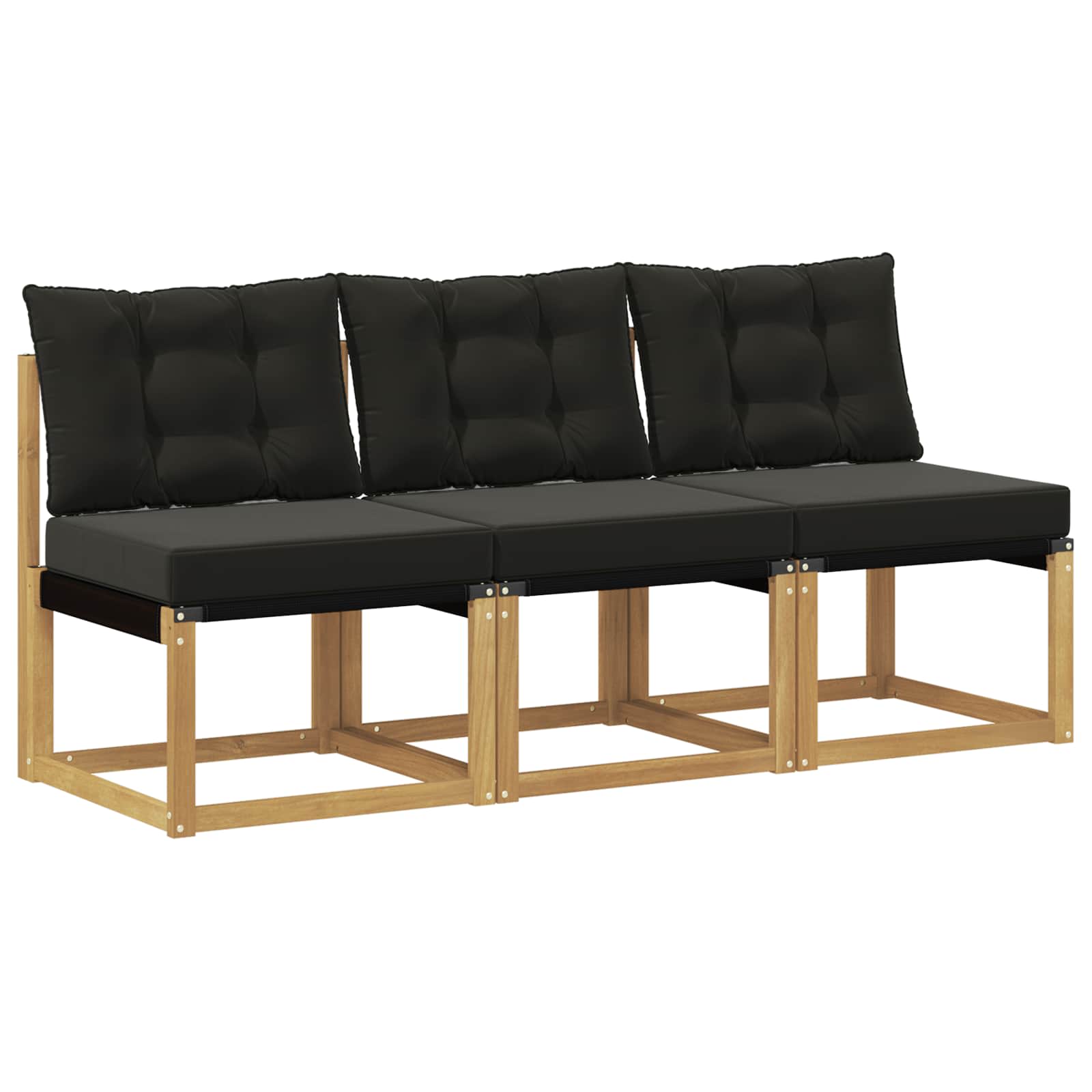 3 Komad Srednja sofa za van Masivno bagremovo drvo, Tekstilen