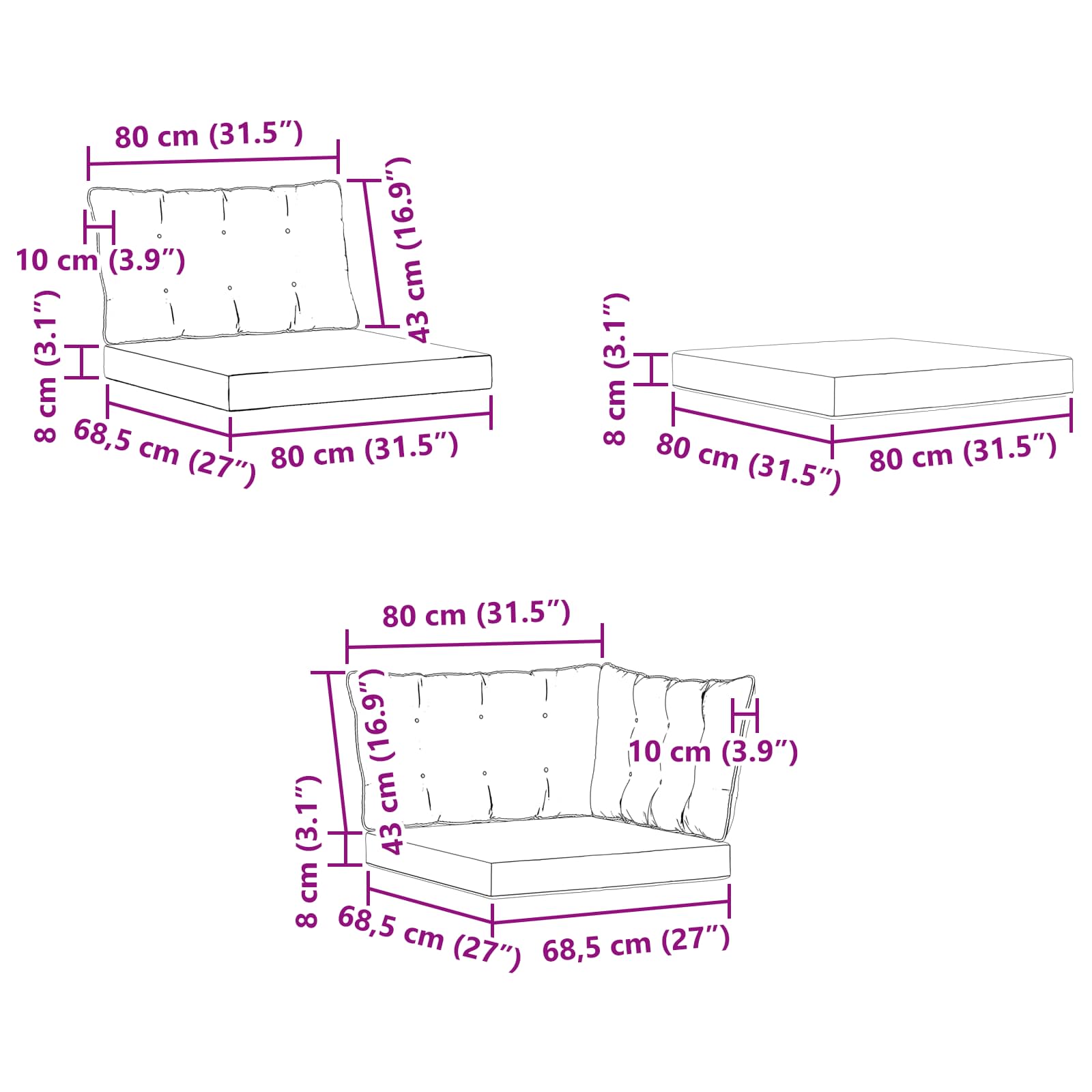Set vanjskih sofa Bijela i svjetlosiva 241,5 x 83 x 73 cm
