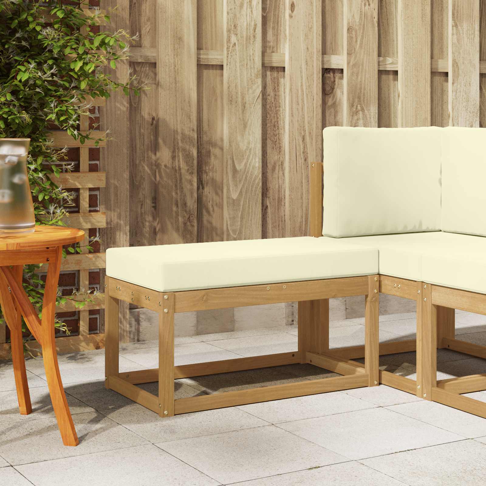 Vanjska stolica klupa s jastukom Bijela 80 x 43 x 45 cm