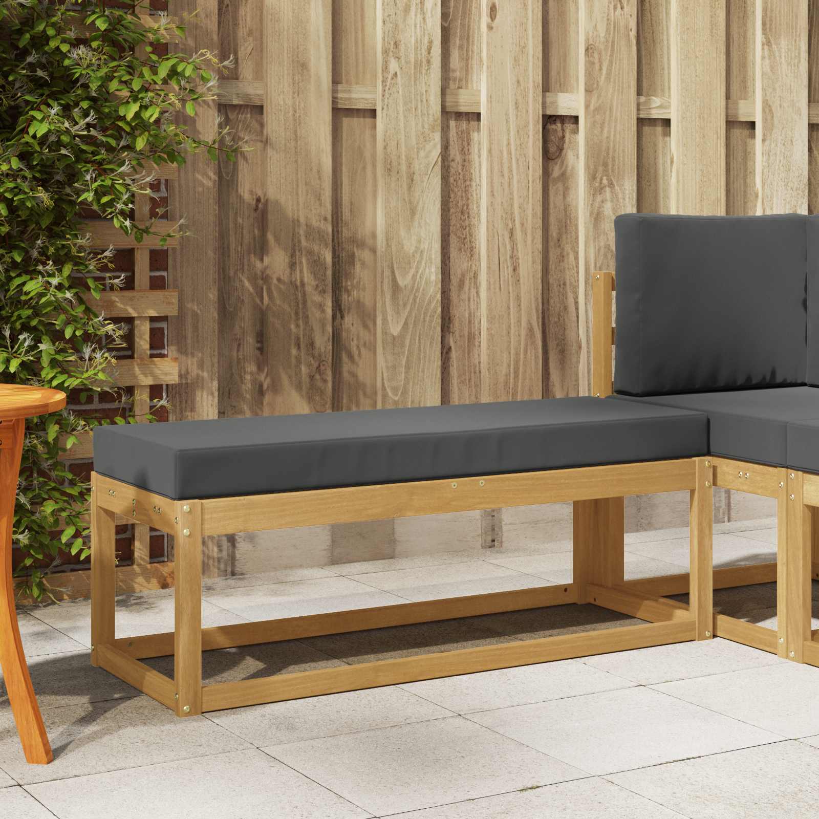 Vanjska stolica klupa s jastukom Bijela 115 x 43 x 45 cm
