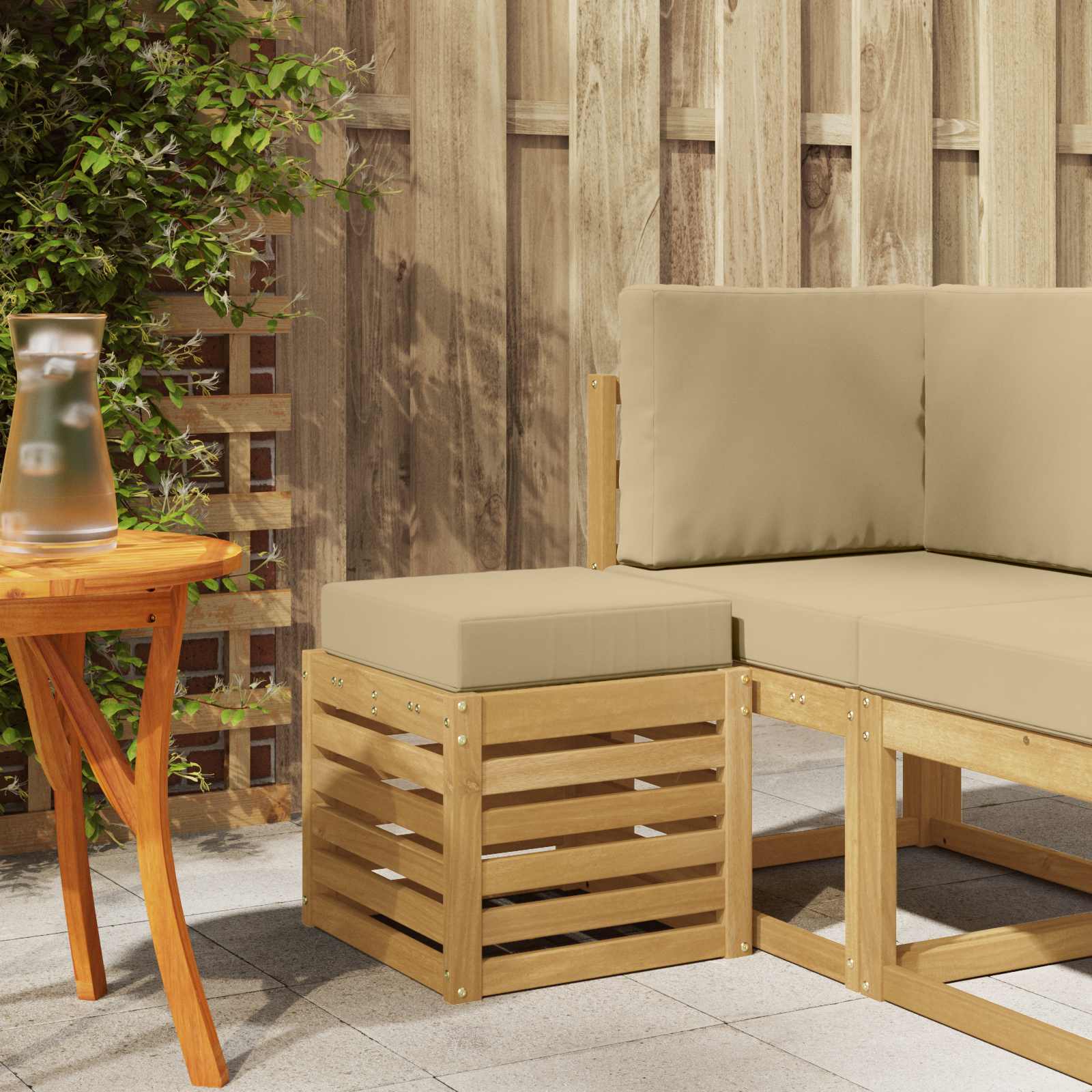 Vanjska stolica klupa s jastukom Bijela 43 x 43 x 45 cm