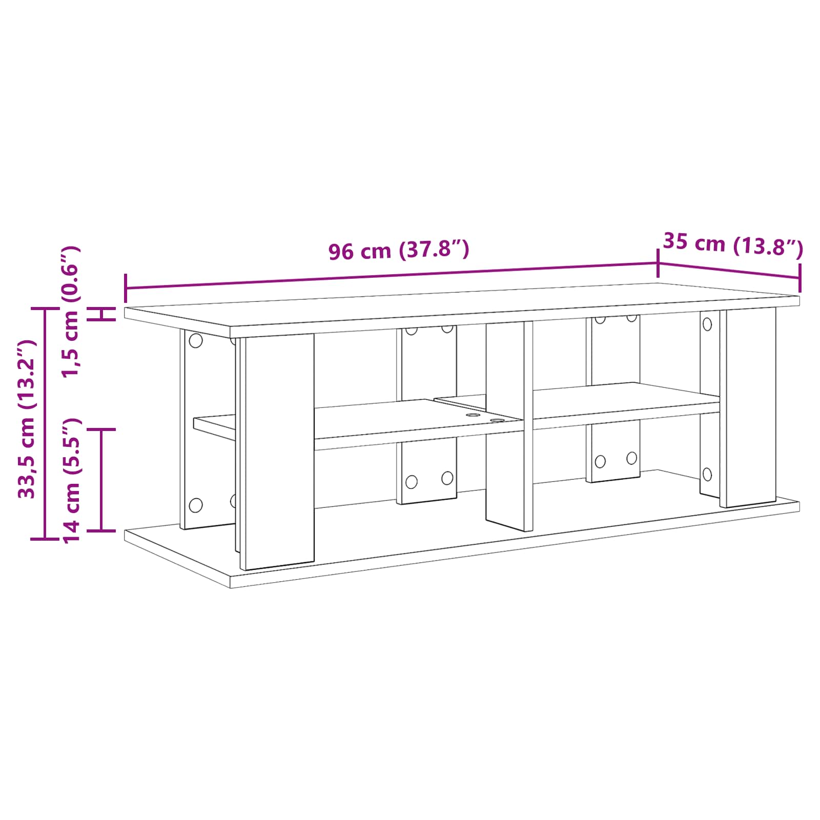 Stalak za TV Betonski sivi 96 x 35 x 33,5 cm