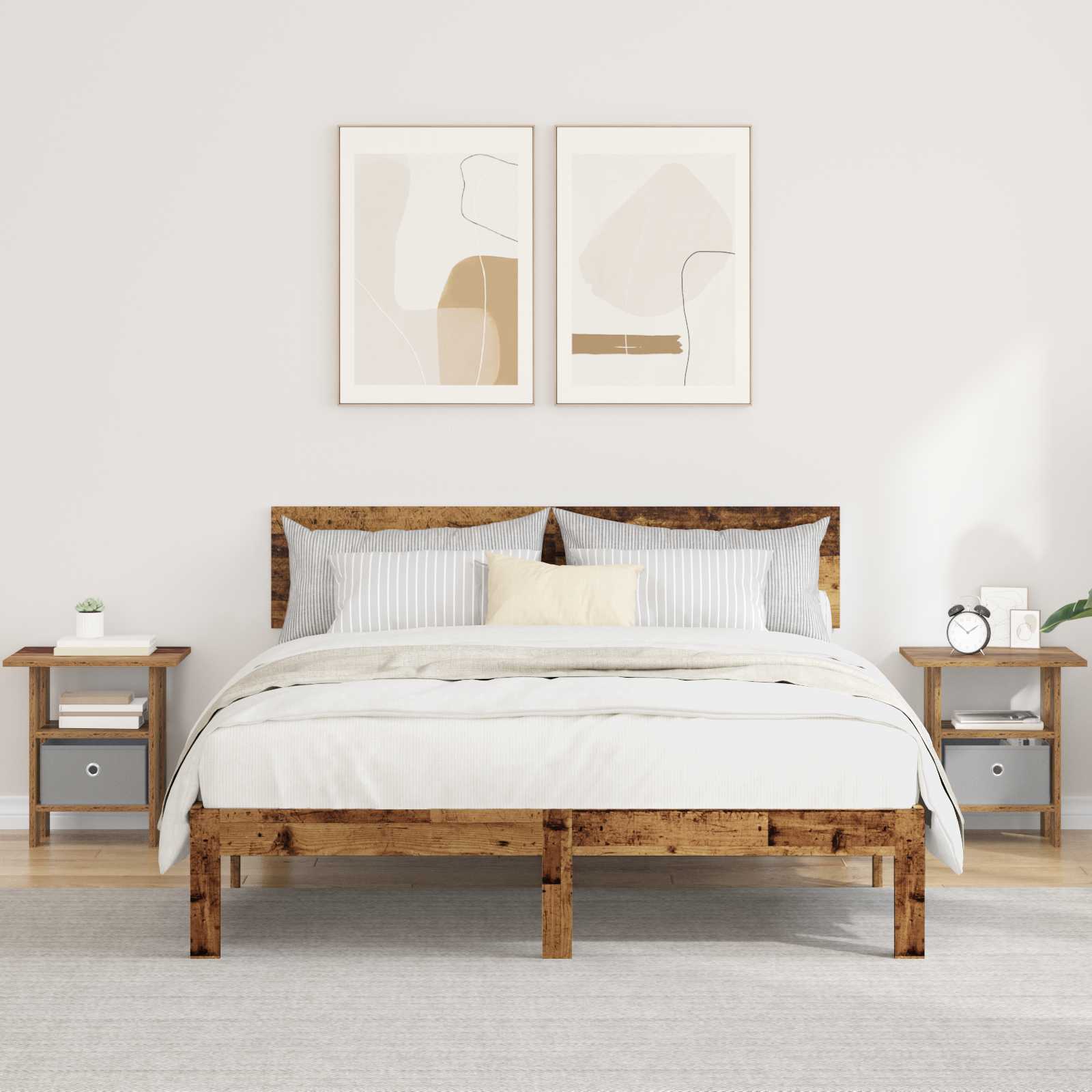 Noćni ormarić s ladicama 2 pcs Staro drvo 41 x 40 x 45 cm