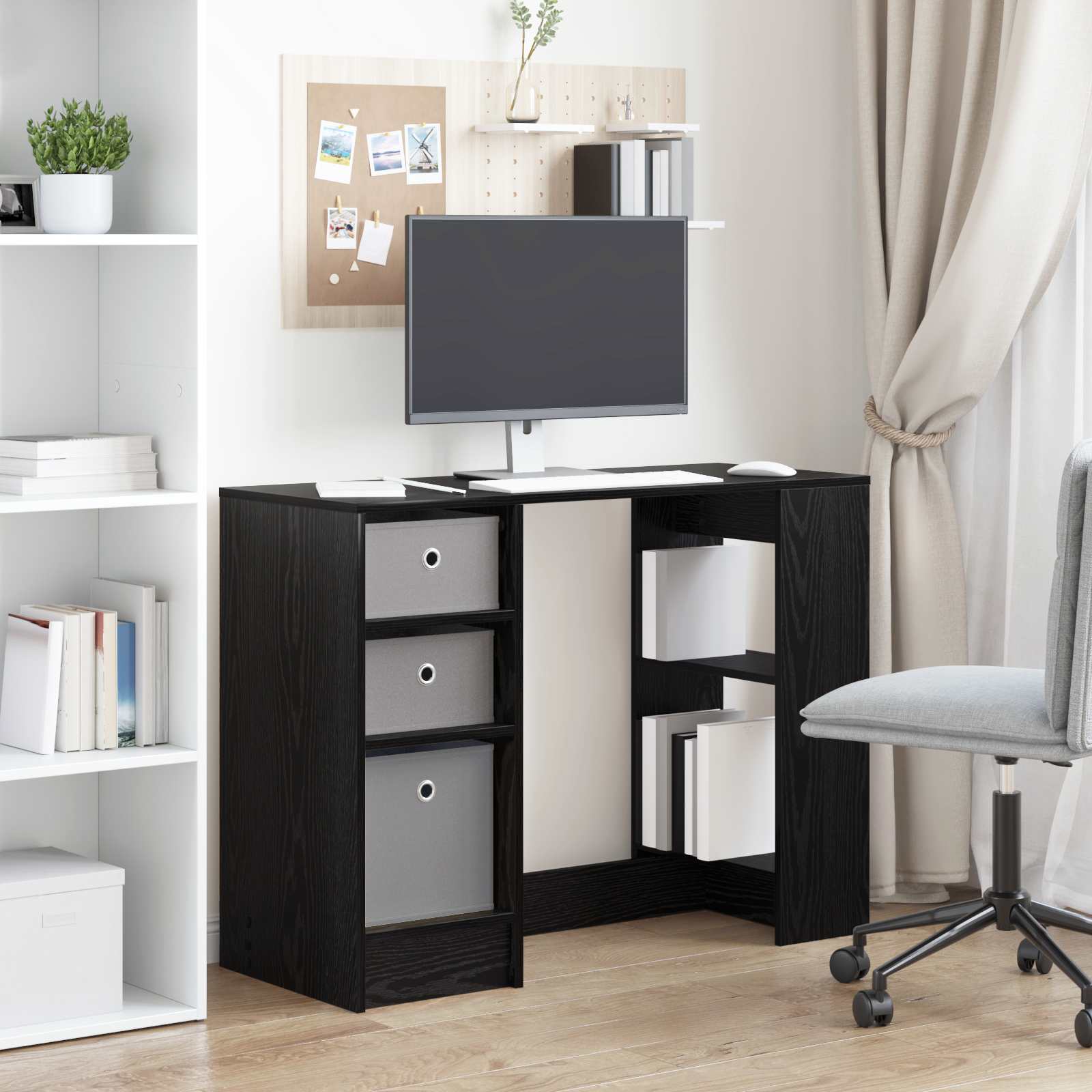 Stol s ladicama Crni hrast 100 x 40 x 75 cm Konstruirano drvo