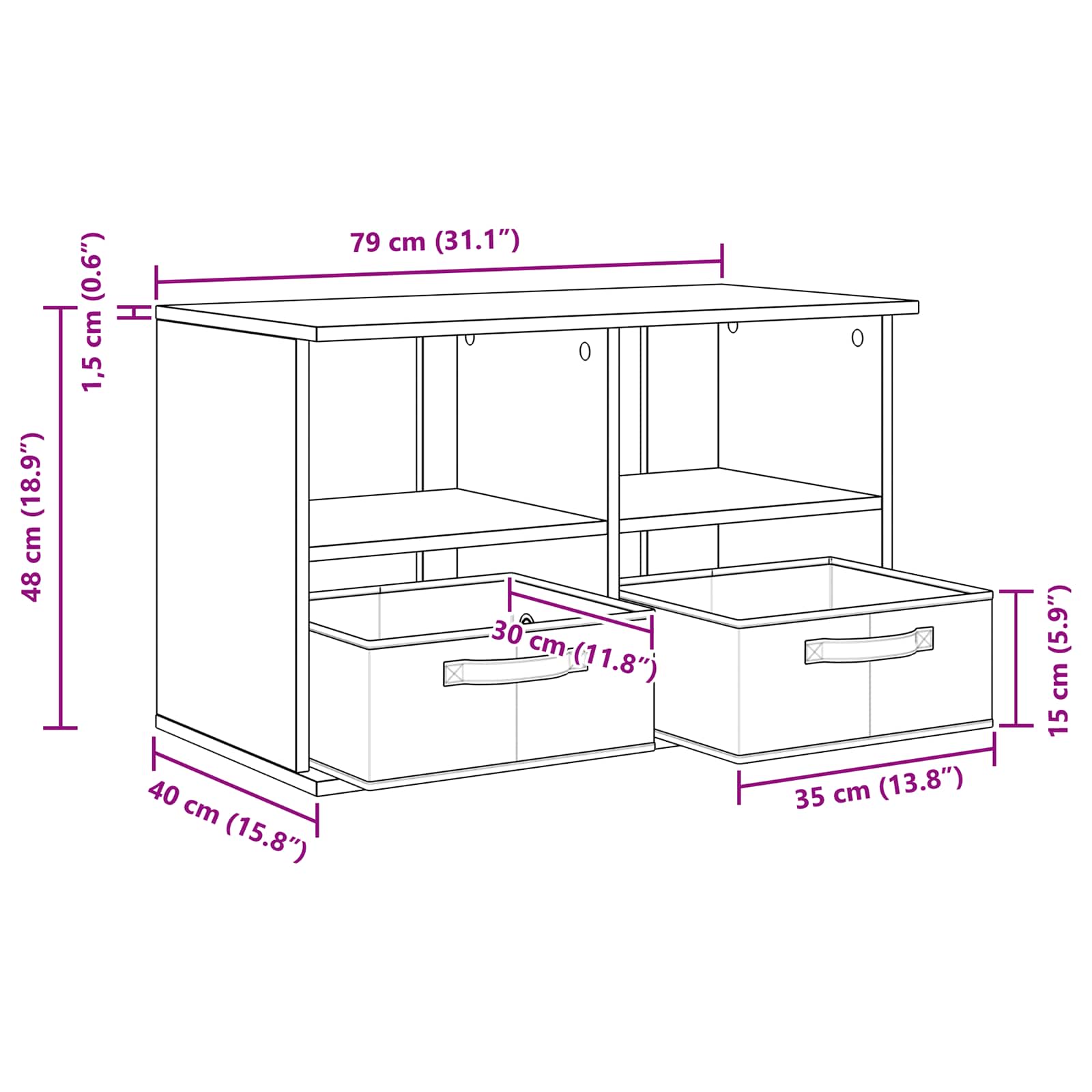 Stalak za TV s ladicama Betonski sivi 79 x 40 x 48 cm