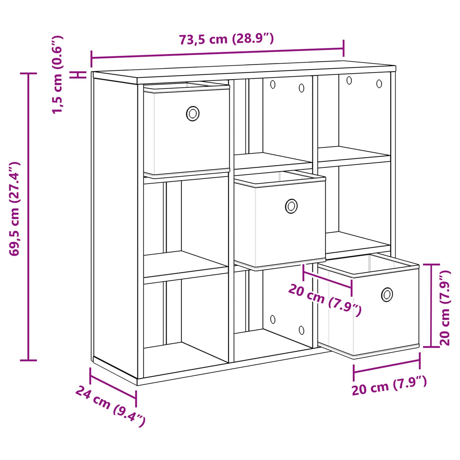 Kreveta s ladicama Sonoma hrast 73,5 x 24 x 69,5 cm
