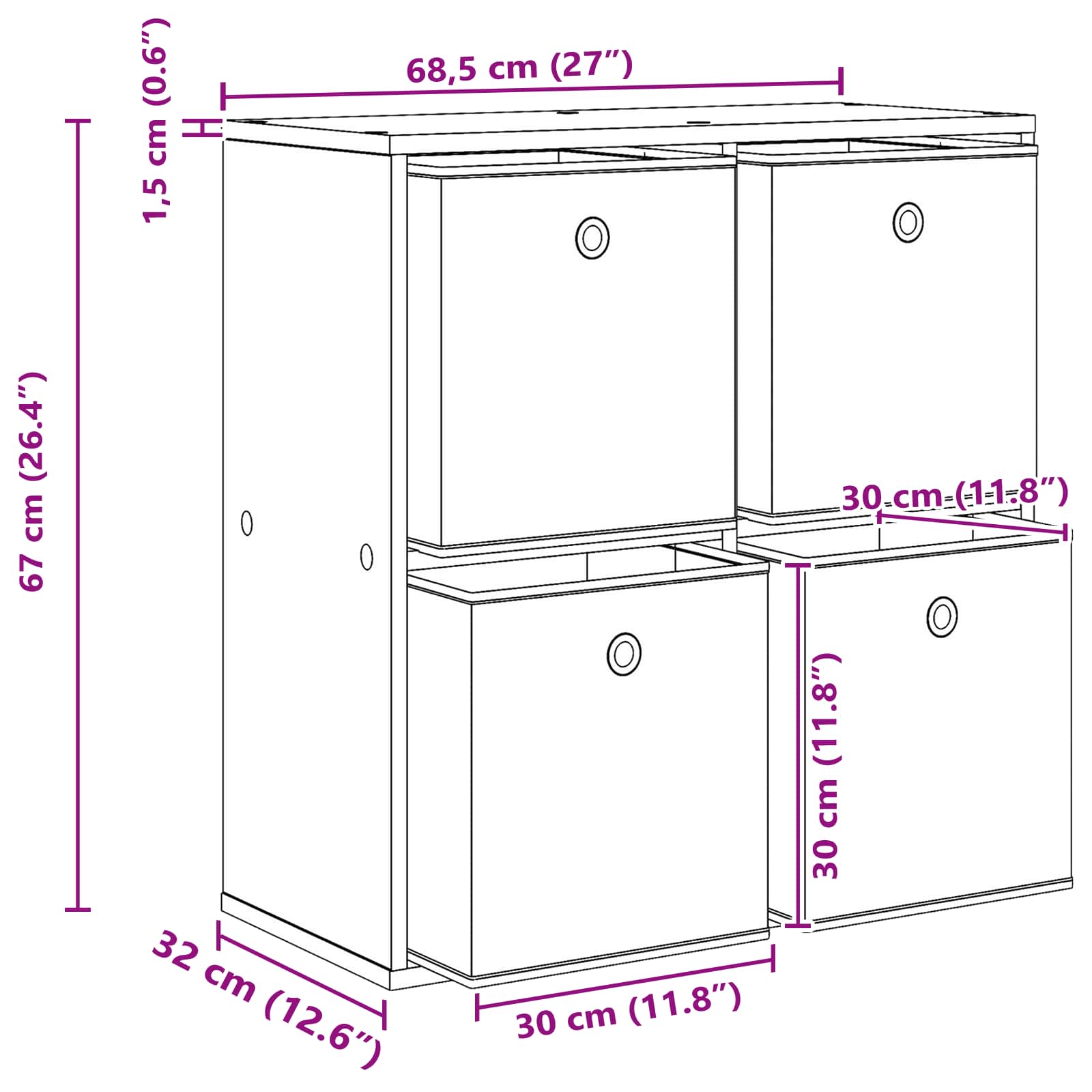 Kreveta s ladicama Dimljeni hrast 68,5 x 32 x 67 cm