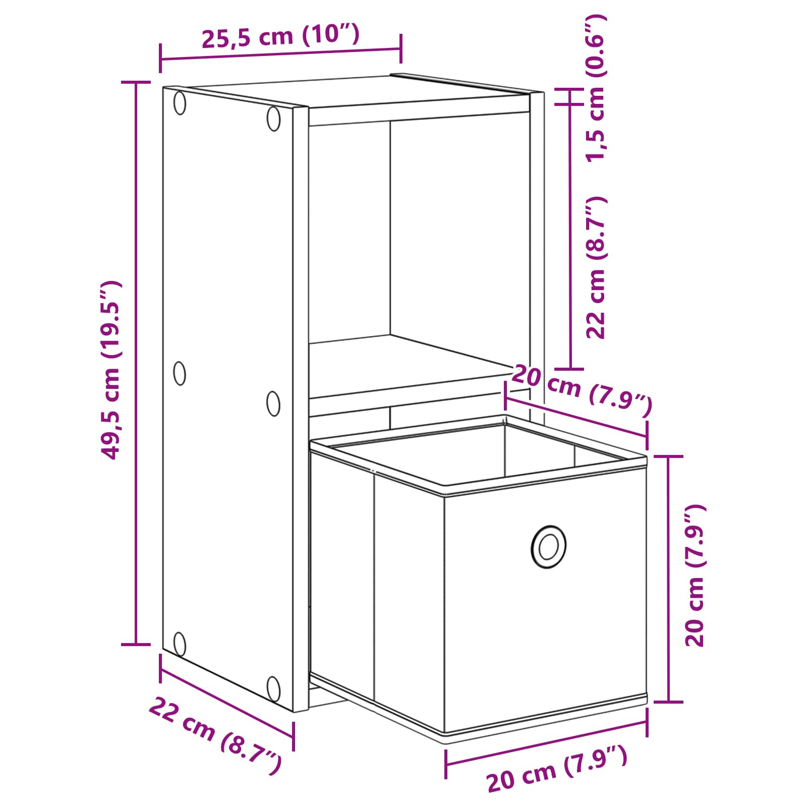Noćni ormarić 2 pcs Umjetnički hrast 25,5 x 22 x 49,5 cm