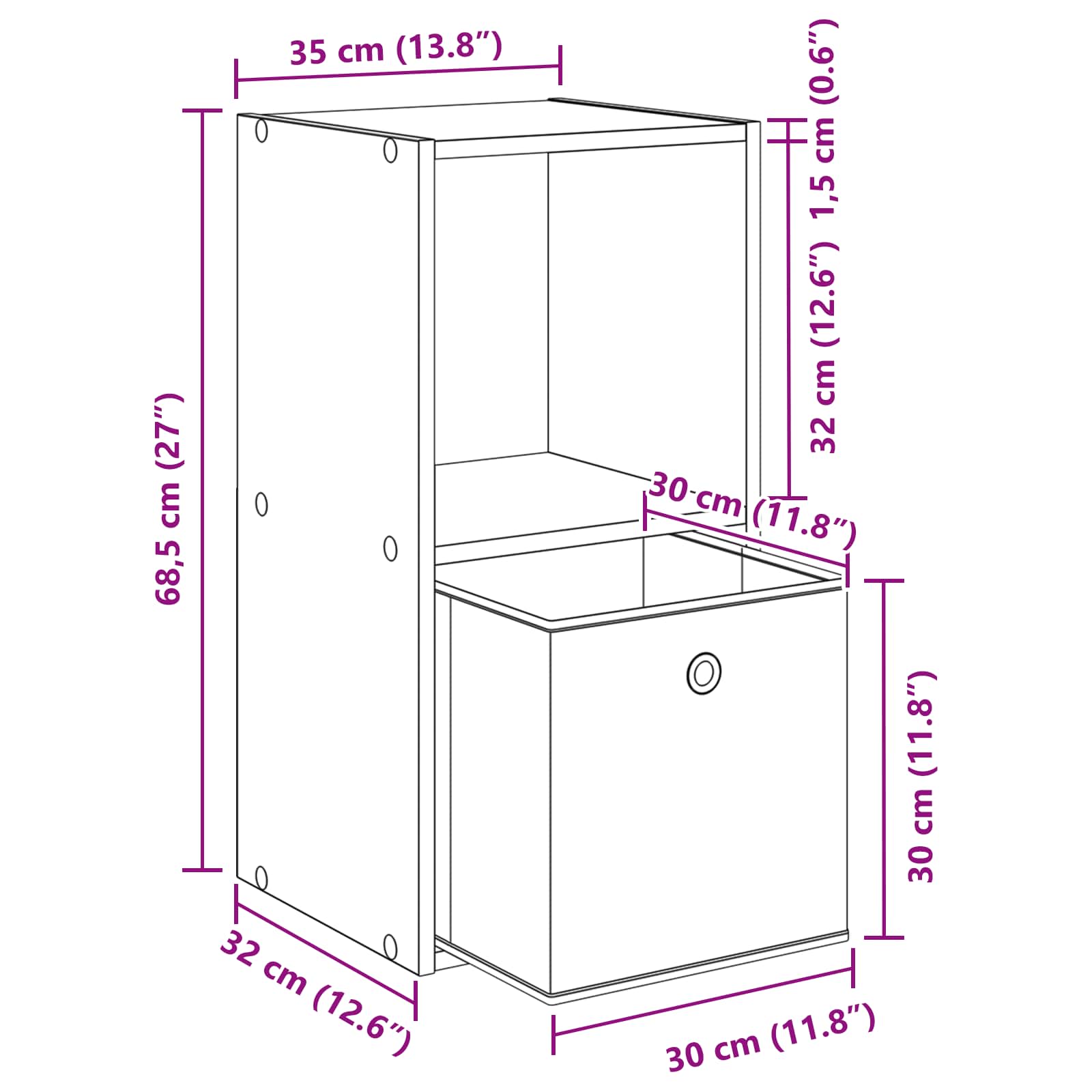 Noćni ormarić s ladicama 2 pcs Crni hrast 35 x 32 x 68,5 cm