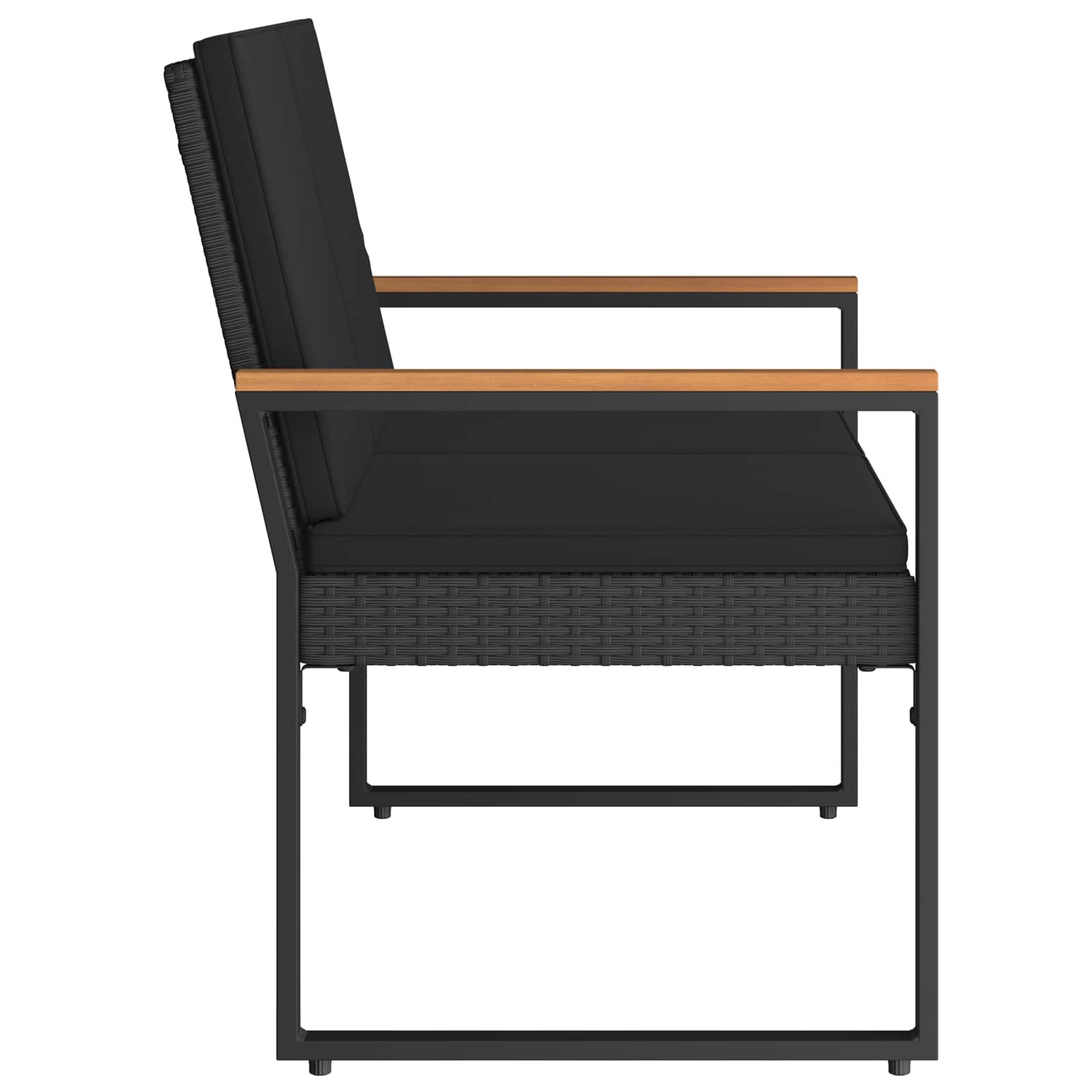 Vanjska klupa s jastukom Crna 107 x 61 x 80 cm poliratan