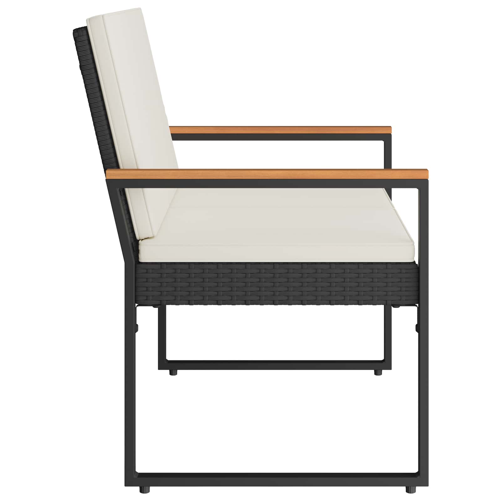 Vanjska klupa Crna i krem-bijela 107 x 61 x 80 cm poliratan