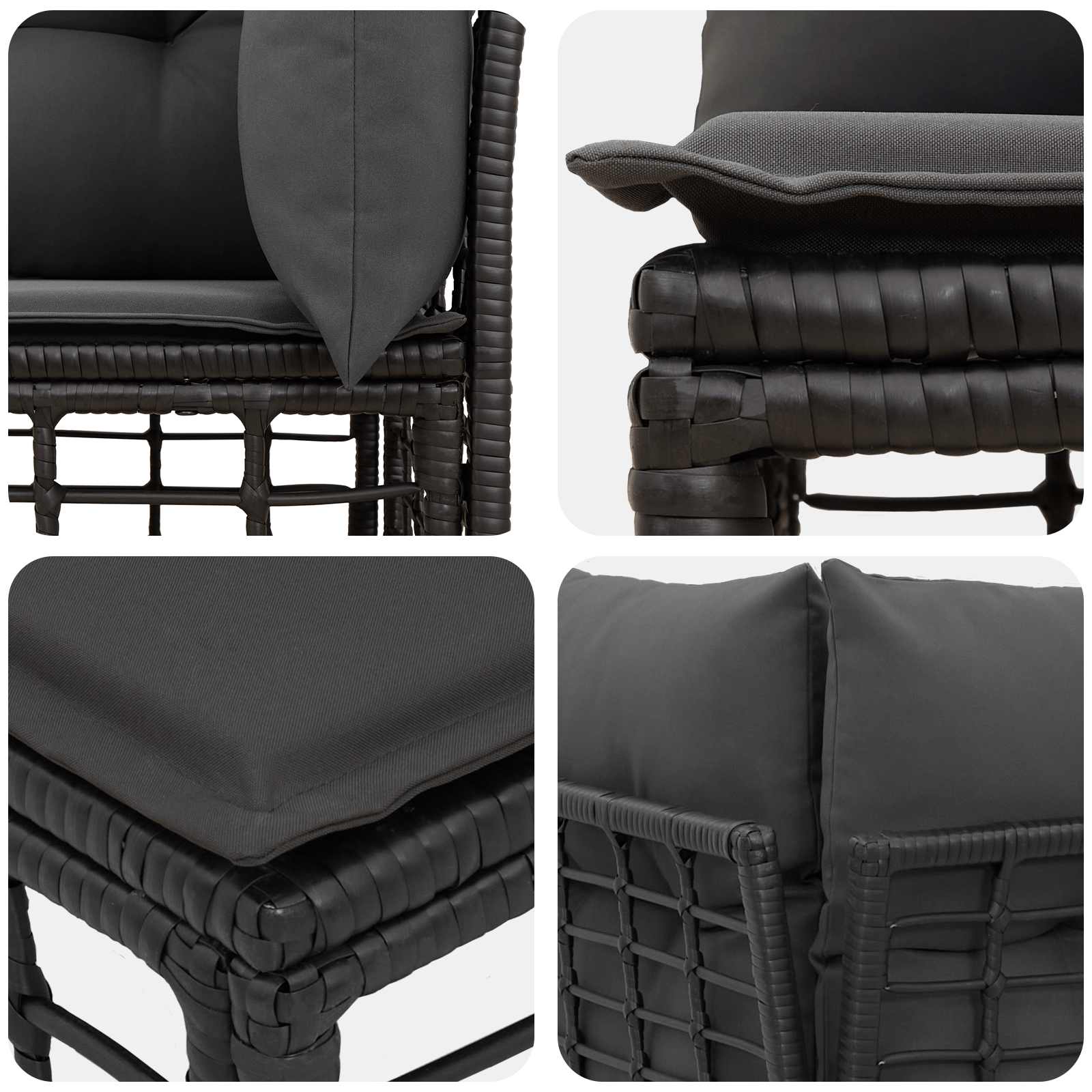 Vanjski loveseat s jastukom 2 pcs Crna i tamno siva poliratan