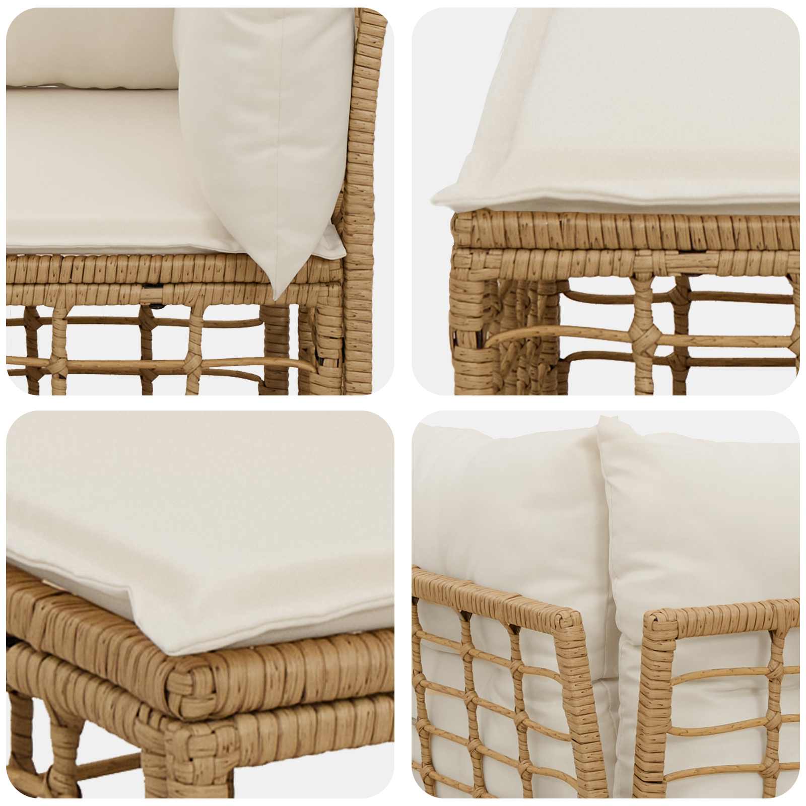 Vanjski loveseat 2 pcs Prirodna i krema bijela poliratan