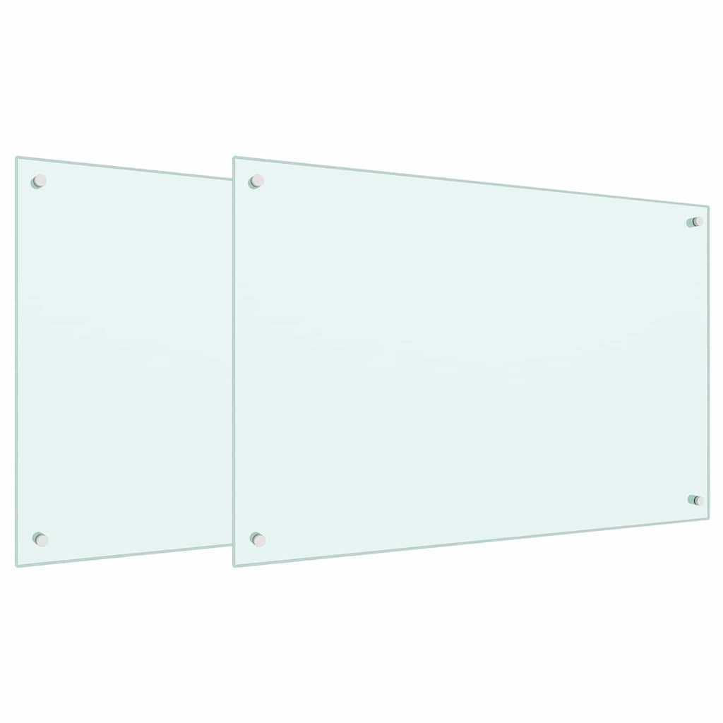 Kuhinjski zid 2 pcs Bijelo 90 x 60 cm Staklo otporno na udarce