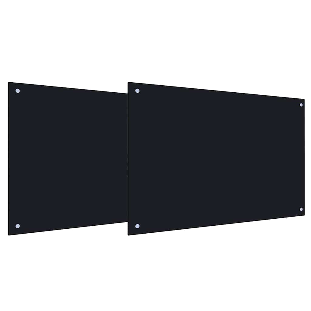 Kuhinjski zid 2 pcs Crna 90 x 50 cm Staklo otporno na udarce