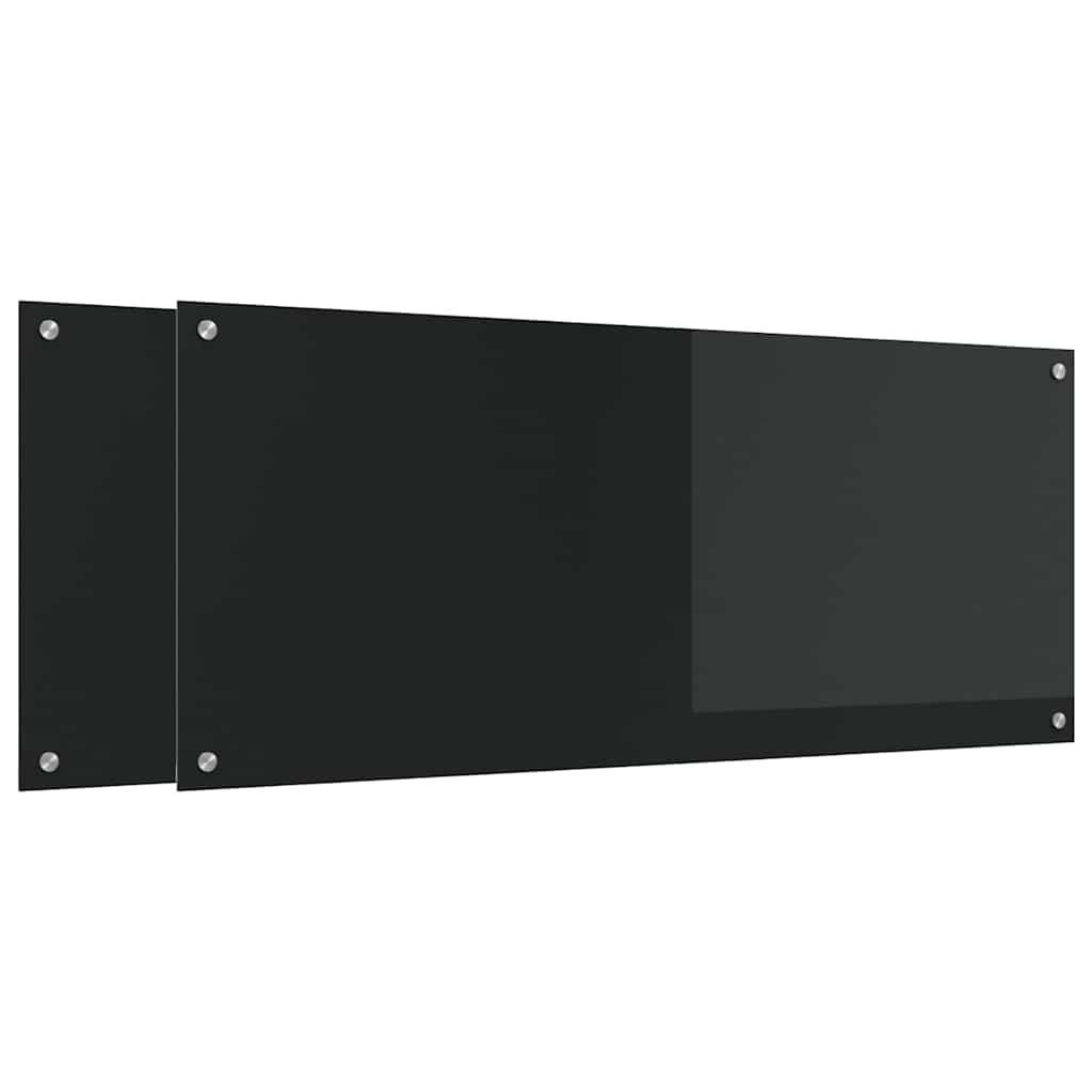 Kuhinjski zid 2 pcs Crna 120 x 50 cm Staklo otporno na udarce