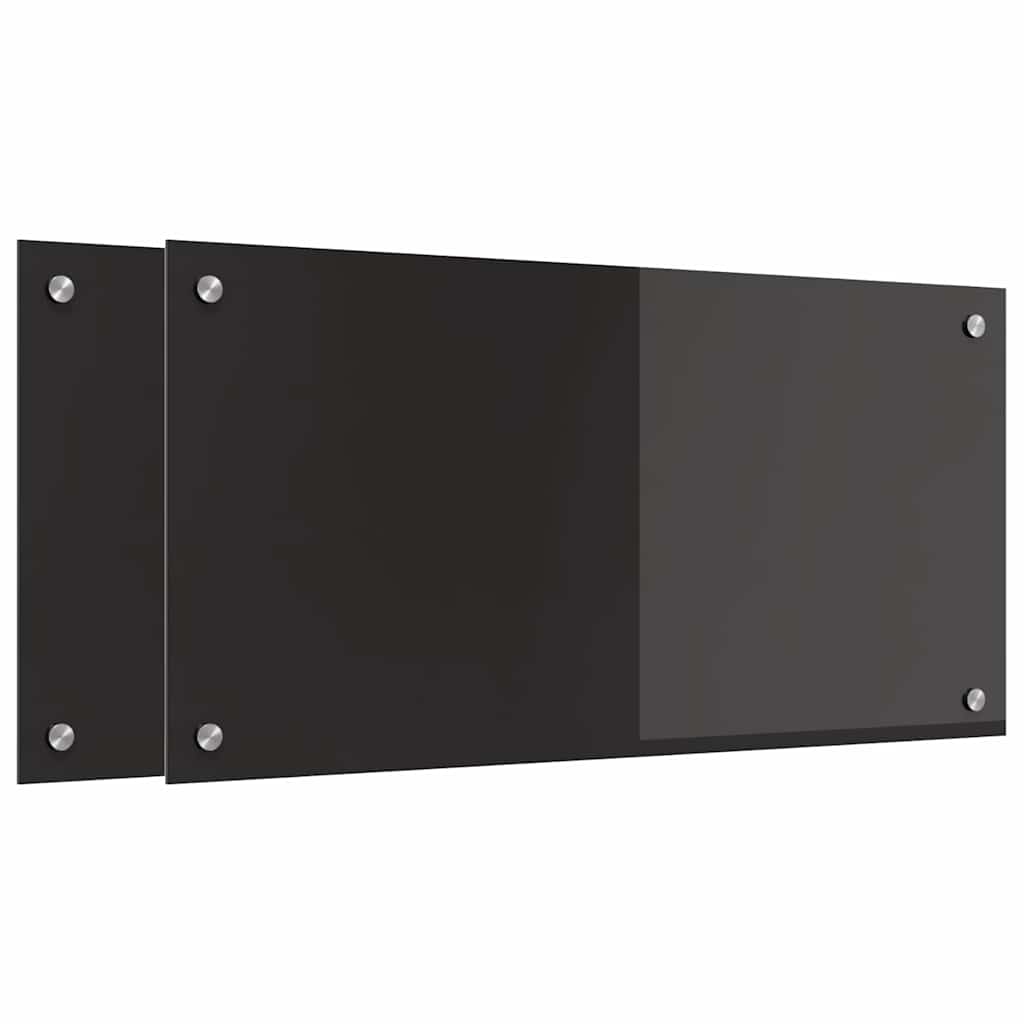 Kuhinjski zid 2 pcs Crna 80 x 40 cm Staklo otporno na udarce