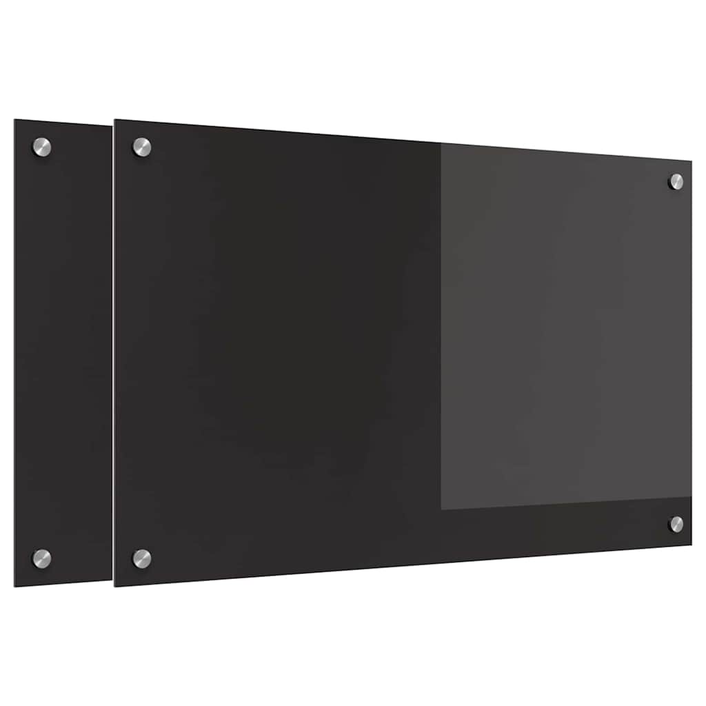 Kuhinjski zid 2 pcs Crna 80 x 50 cm Staklo otporno na udarce