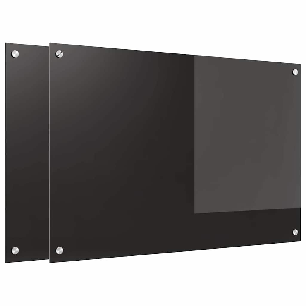Kuhinjski zid 2 pcs Crna 90 x 60 cm Staklo otporno na udarce