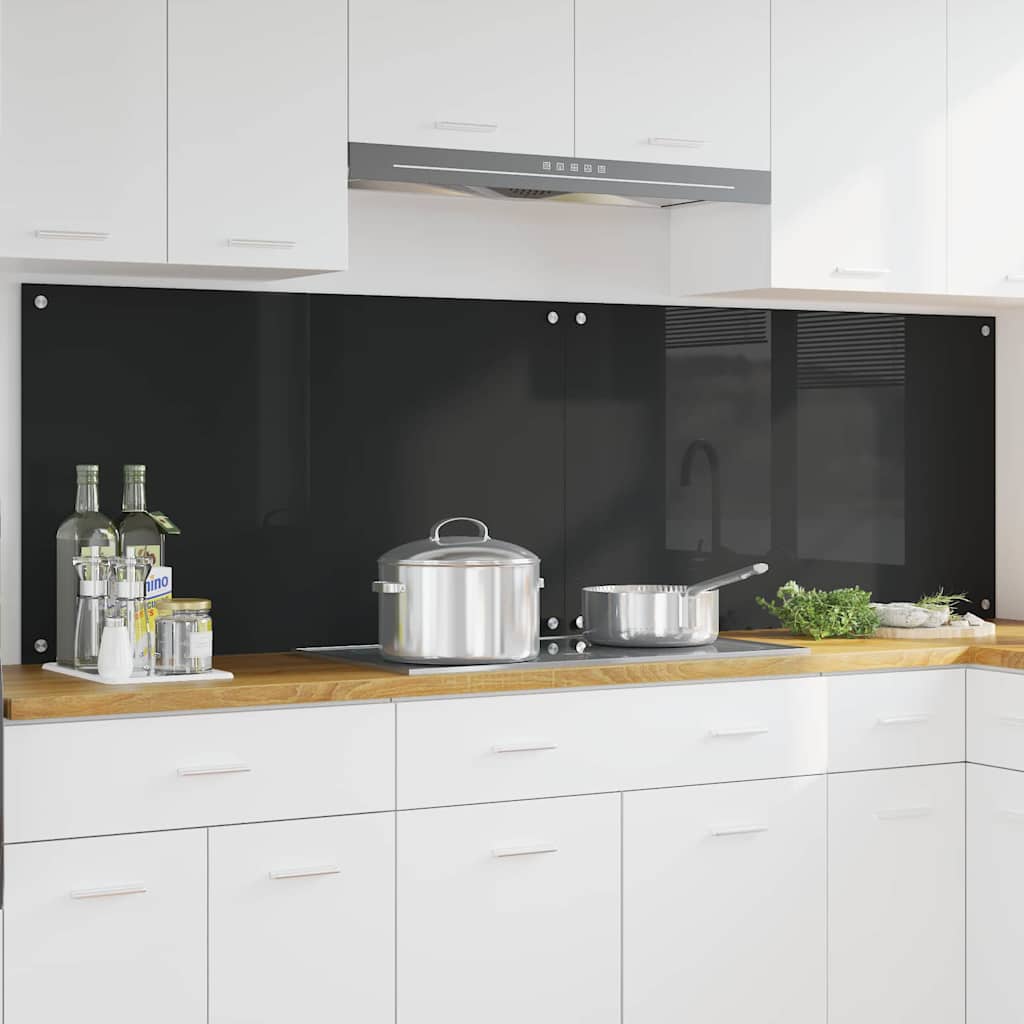 Kuhinjski zid 2 pcs Crna 100 x 60 cm Staklo otporno na udarce