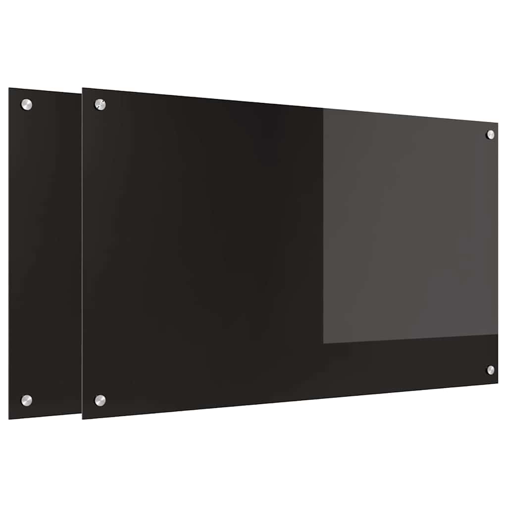 Kuhinjski zid 2 pcs Crna 100 x 60 cm Staklo otporno na udarce