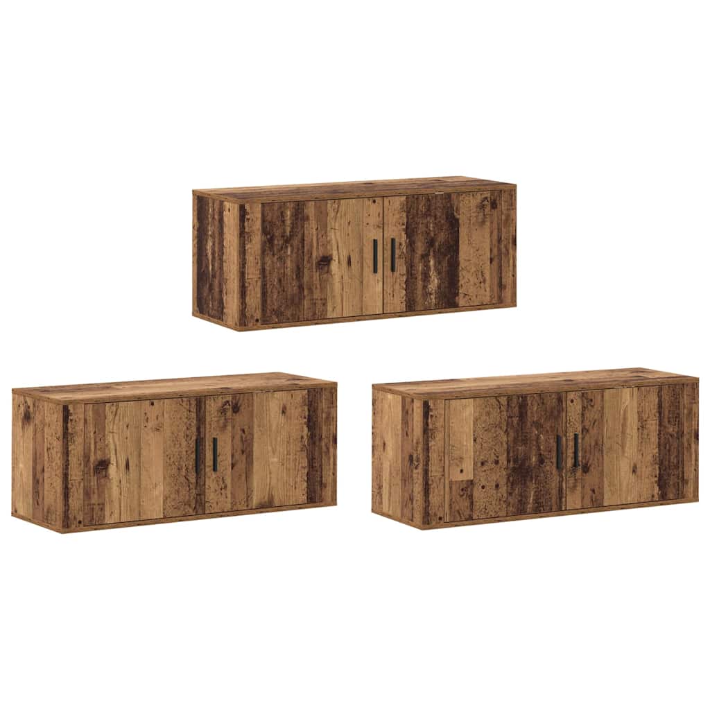 Zidni TV ormar set Zidne 3 pcs Staro drvo 100 x 34,5 x 40 cm
