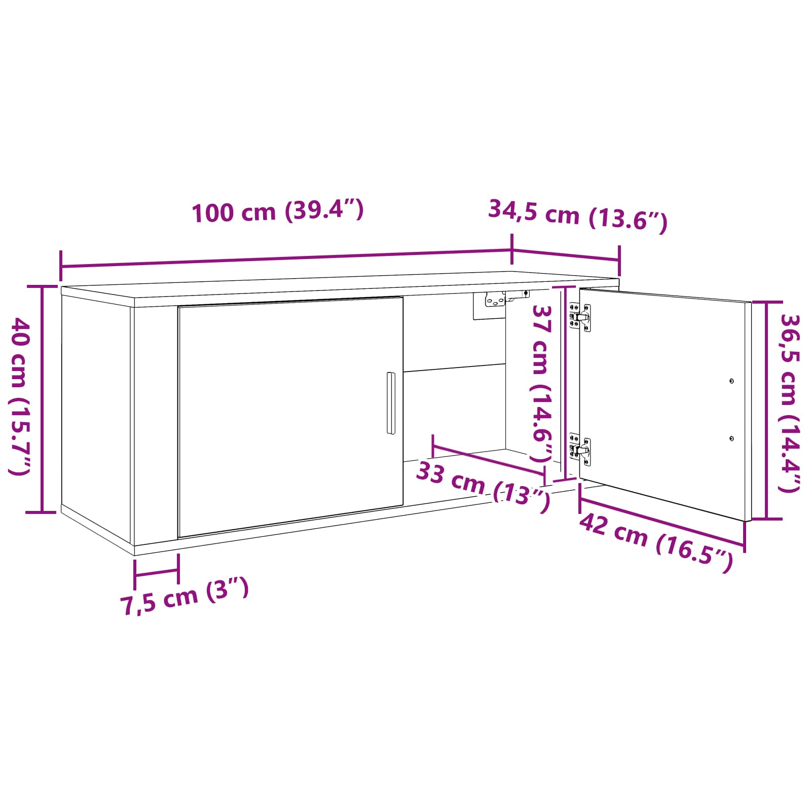 Zidni TV ormar set Zidne 2 pcs Staro drvo 100 x 34,5 x 40 cm